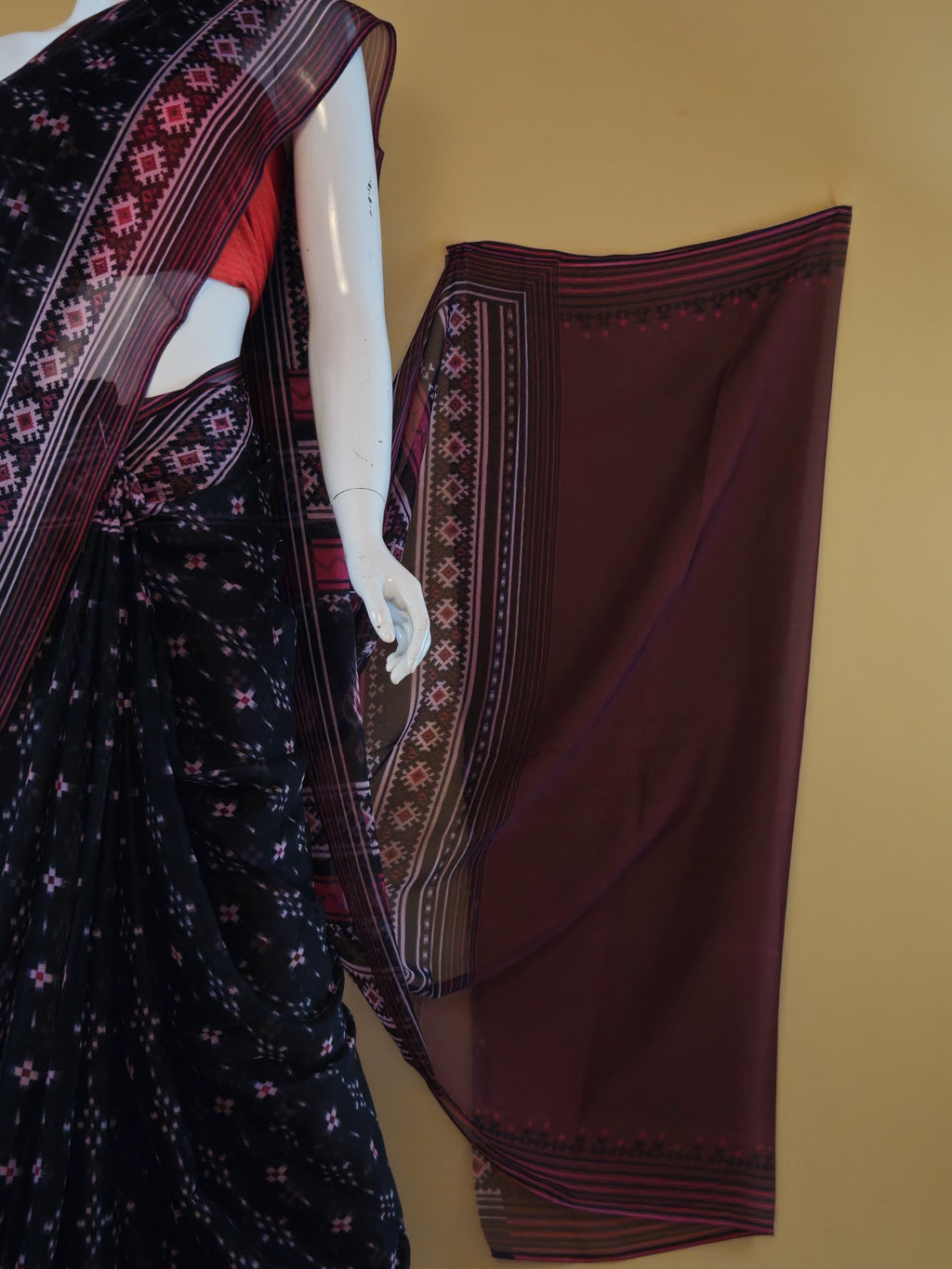 Garden Vareli Maroon Nara Chiffon Saree with blouse piece - Sri Manisha Sarees