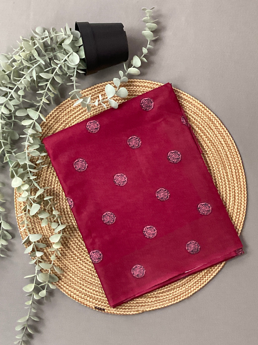 Dusty Pink Block Print Cotton Dress Material