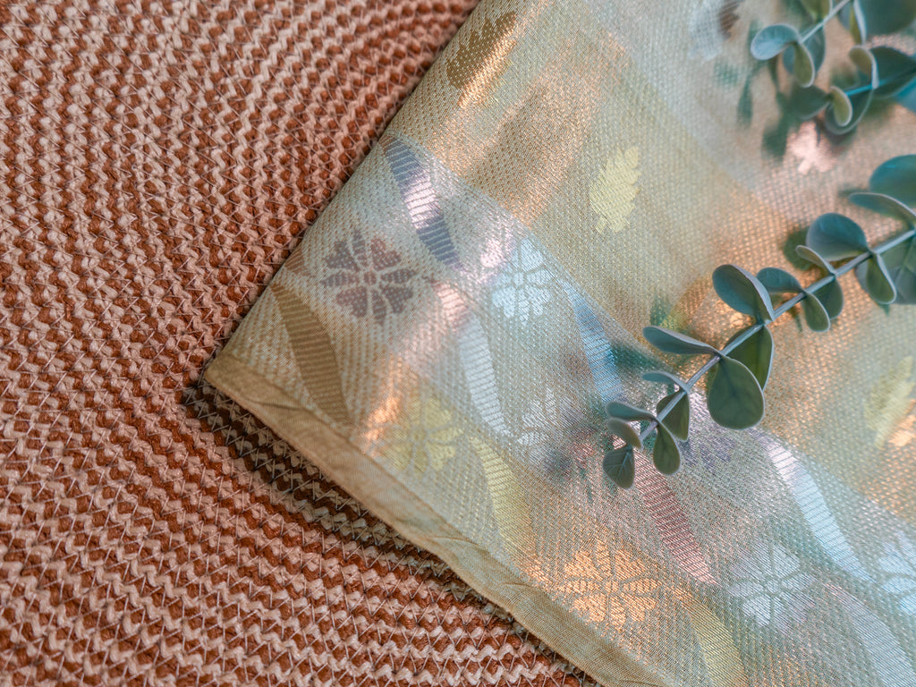 Green Pochampally Zari Cotton Saree
