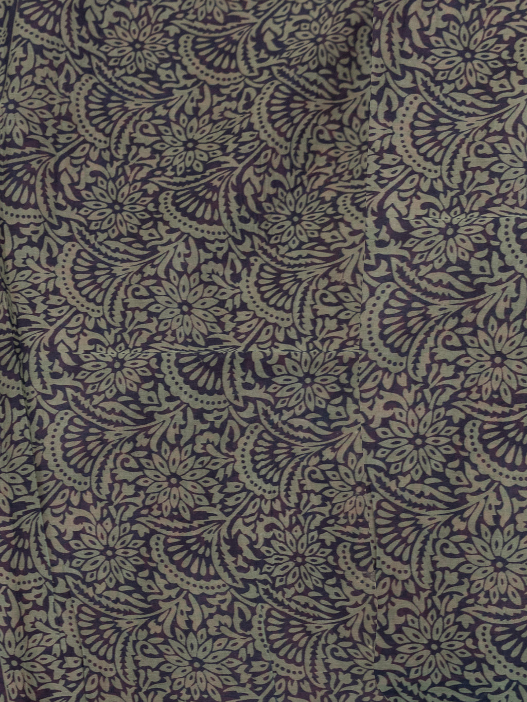 Kalamkari Floral Print Saree with Contrast Kalamkari Pallu & Border