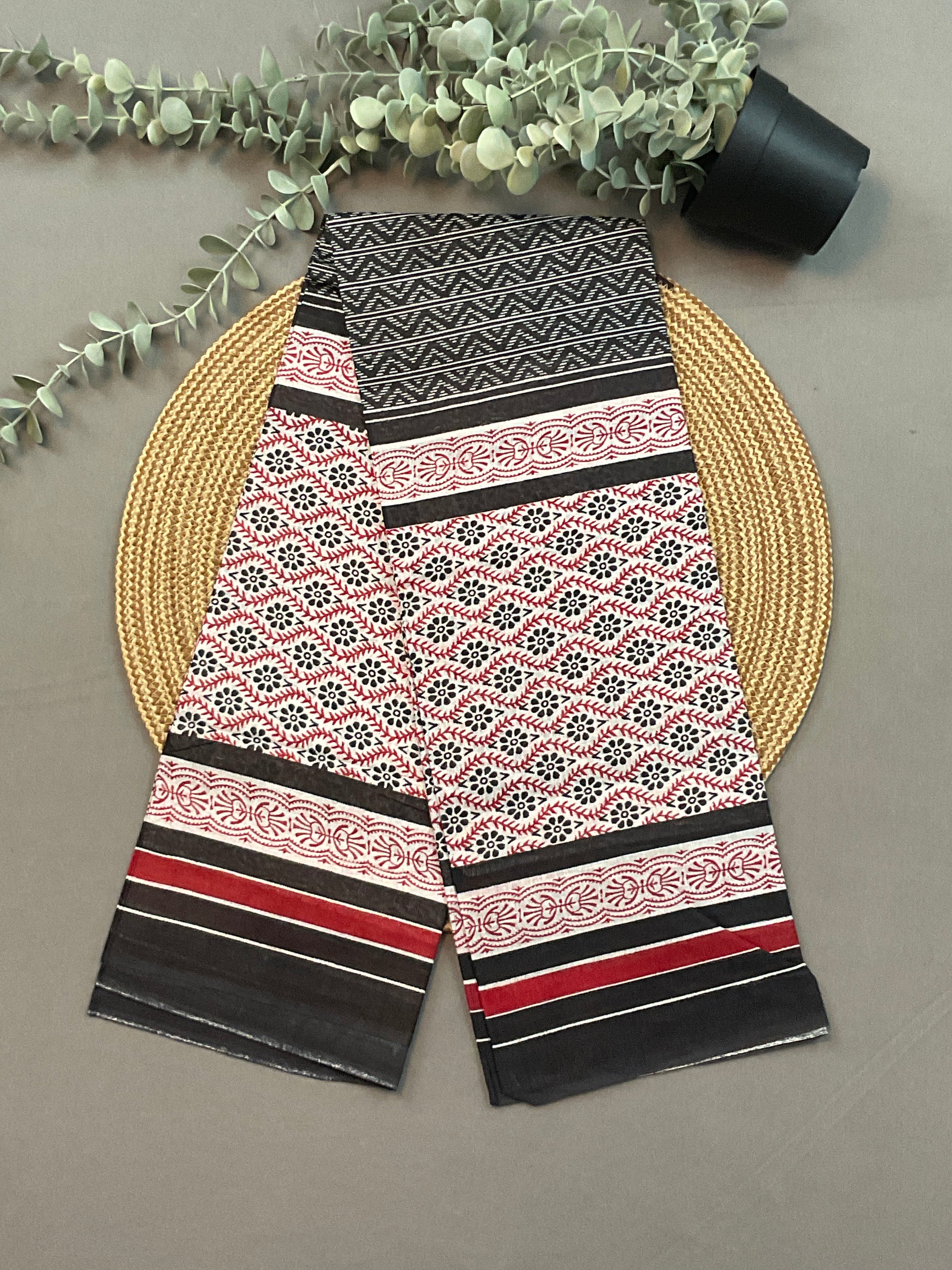 Pink Multicolour Pochampally Pure Cotton Printed Dress Material – Unstitched 3-Piece Suit