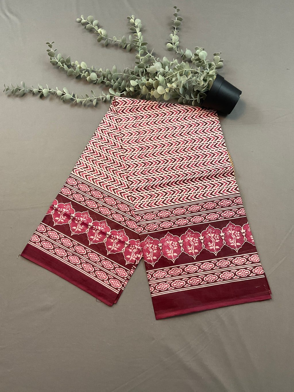 Pink Multicolour Pochampally Pure Cotton Printed Dress Material – Unstitched 3-Piece Suit