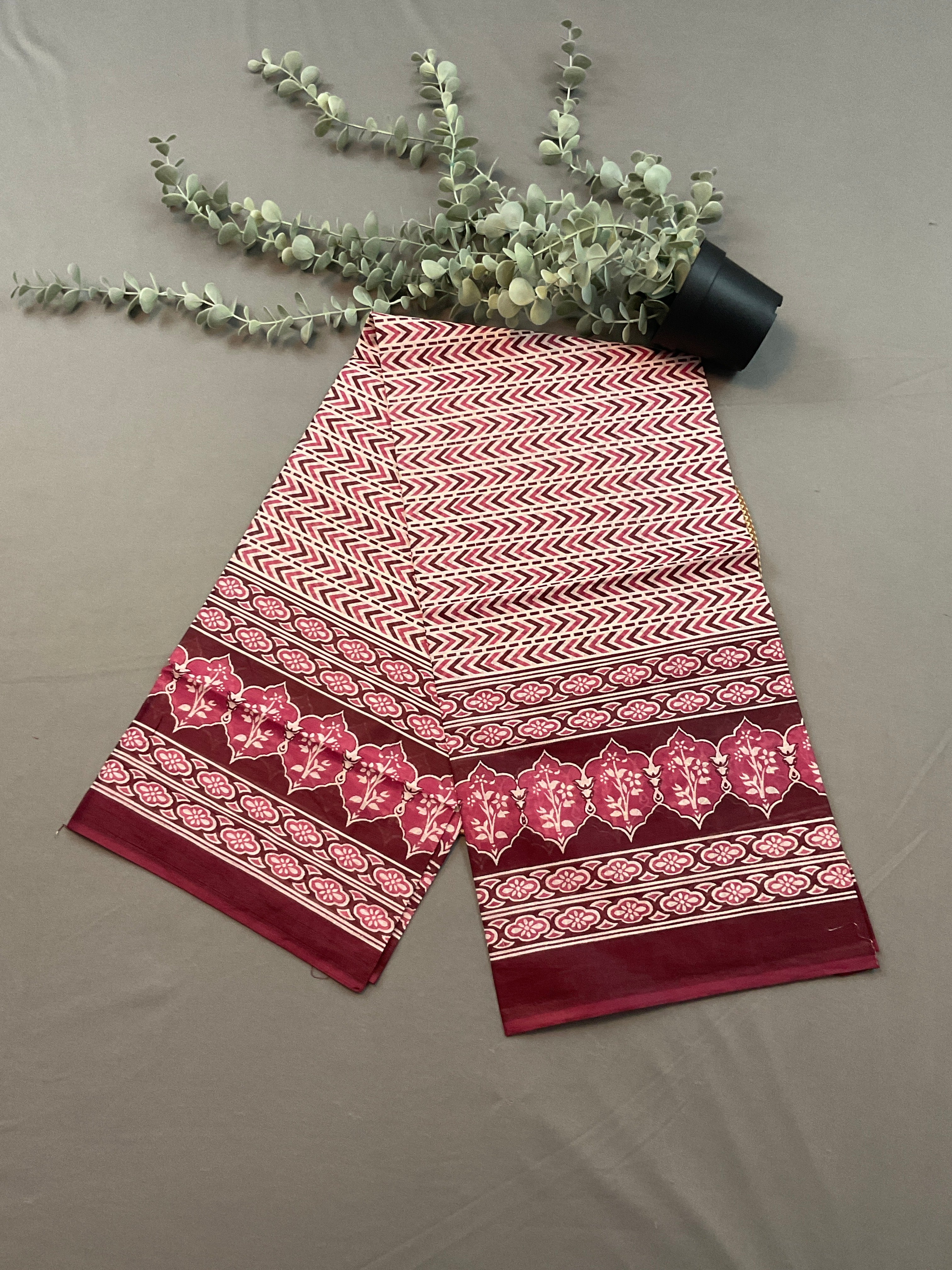 Pink Multicolour Pochampally Pure Cotton Printed Dress Material – Unstitched 3-Piece Suit