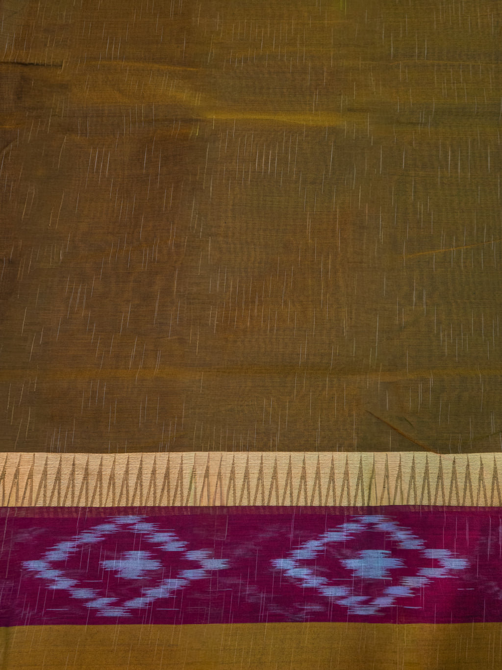 Mustard Pochampally Ikat Cotton Saree with Magenta Pallu
