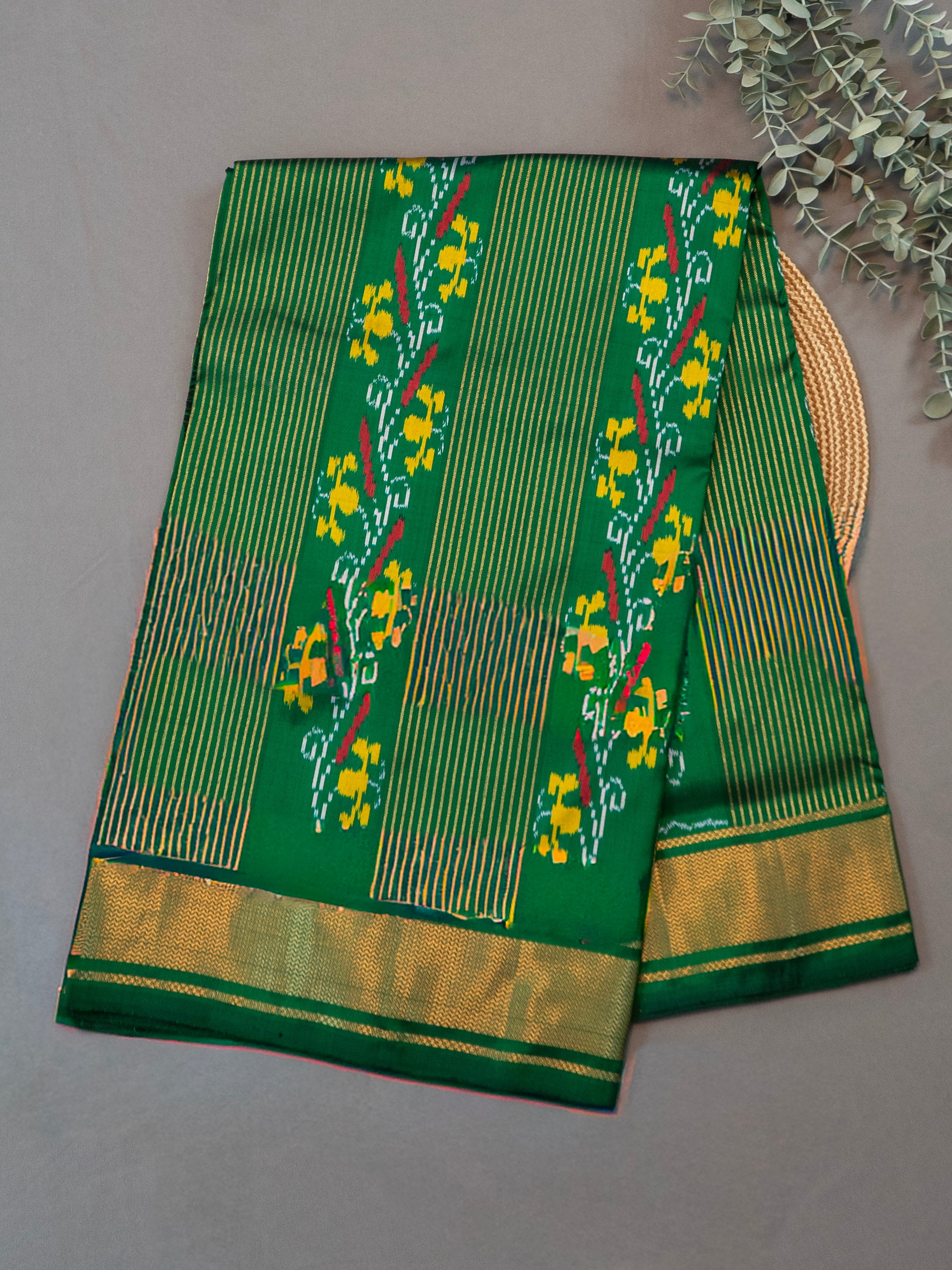 Bottle Green Pochampally Silk Saree