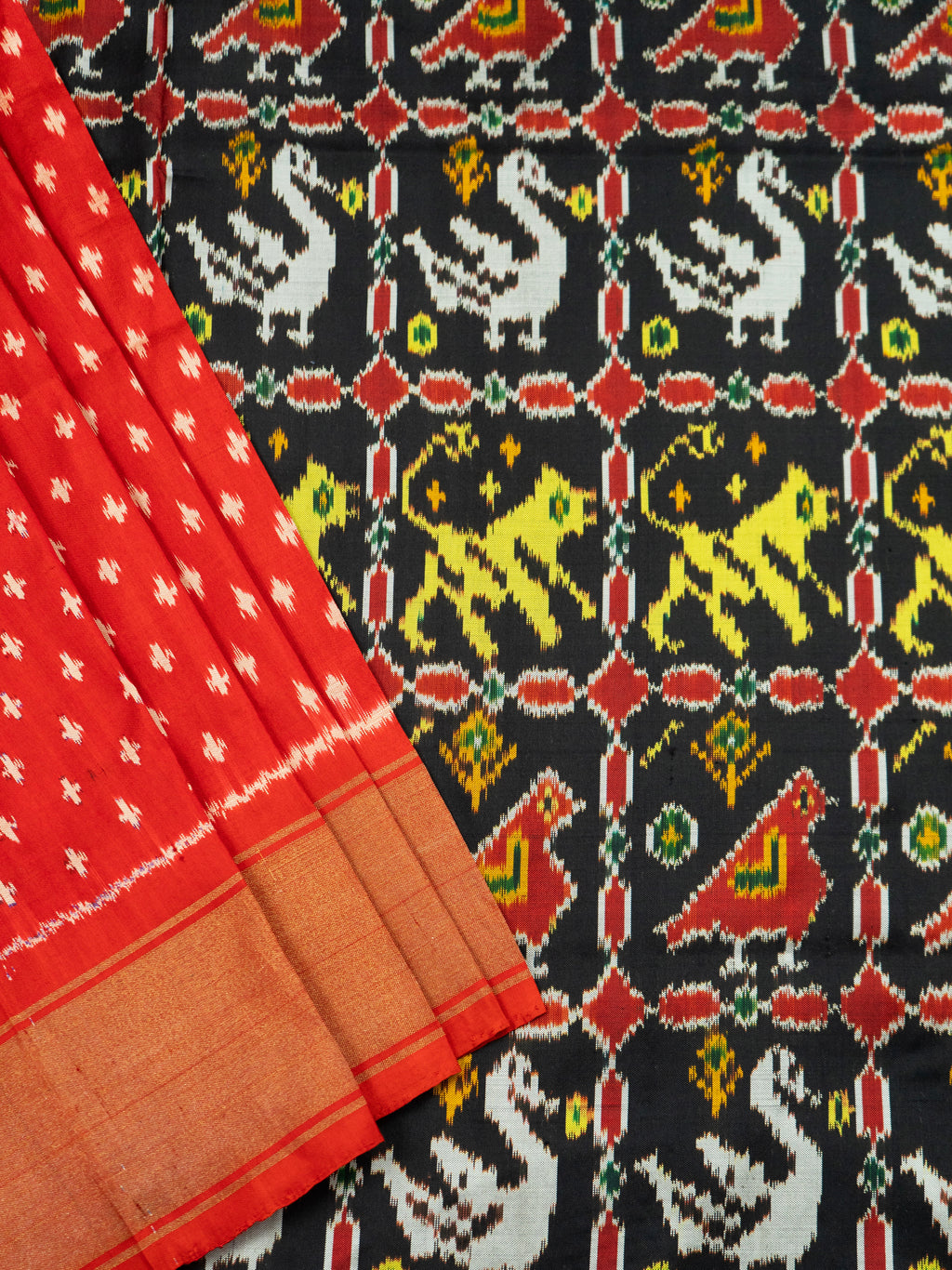 Black Pochampally Ikat Silk Saree