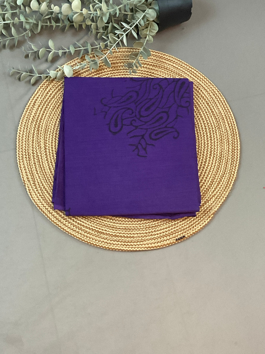 Purple Block Print Dress Material