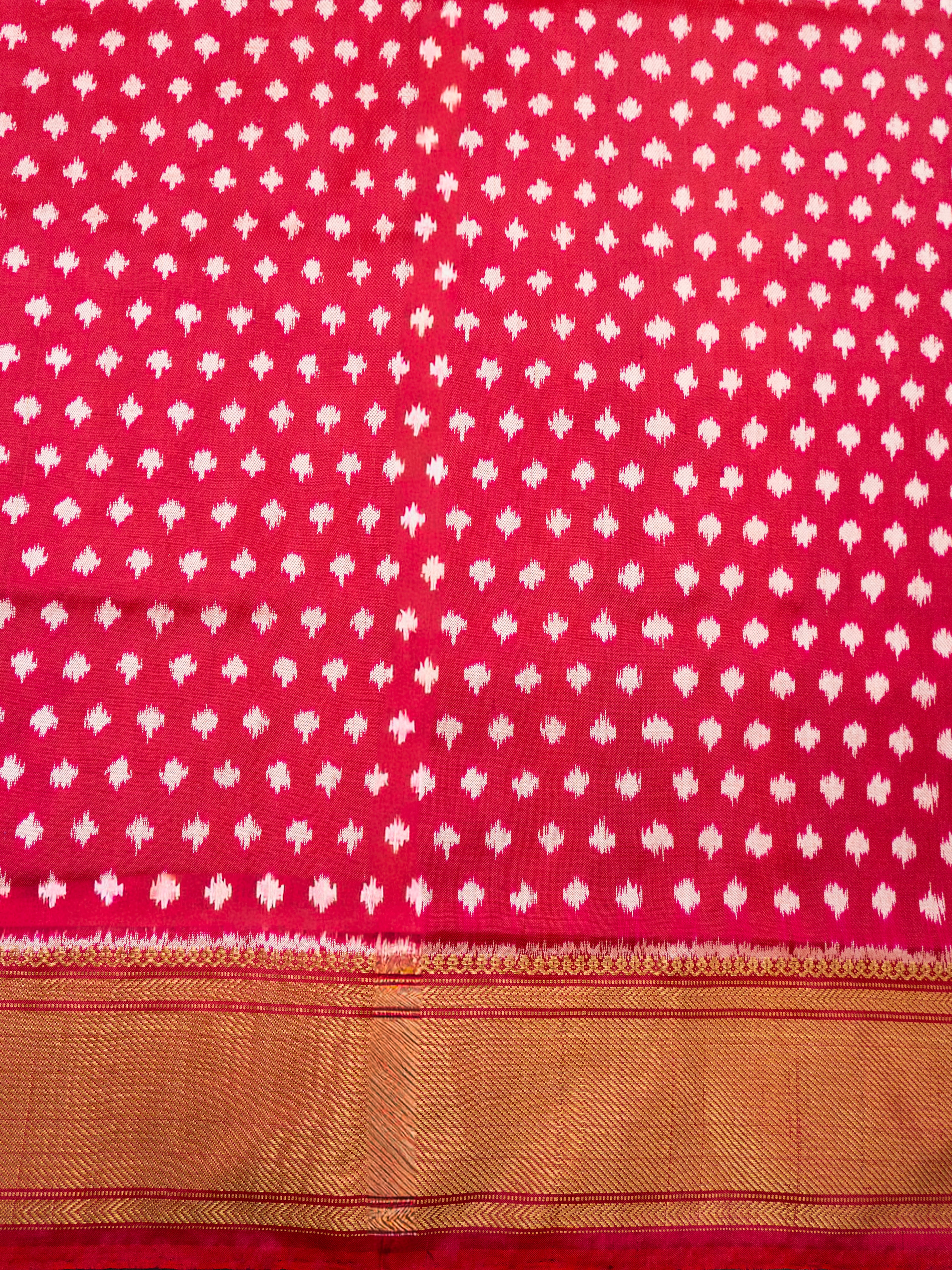 Deep Red Pochampally Ikat Silk Saree