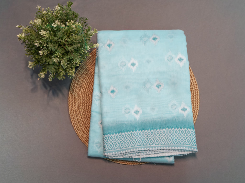 Sky Blue Pochampally Cotton Saree