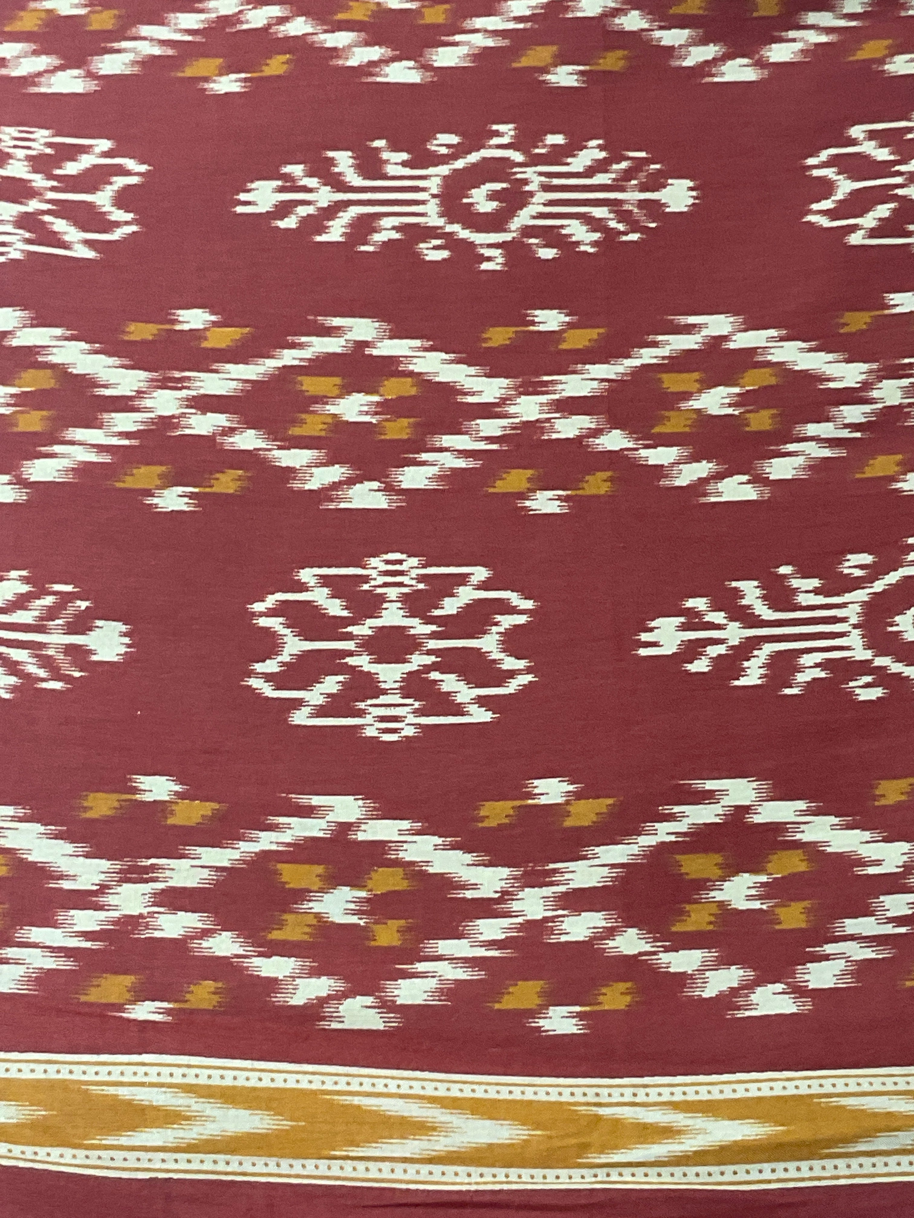 Red Pochampally Thaan Fabric