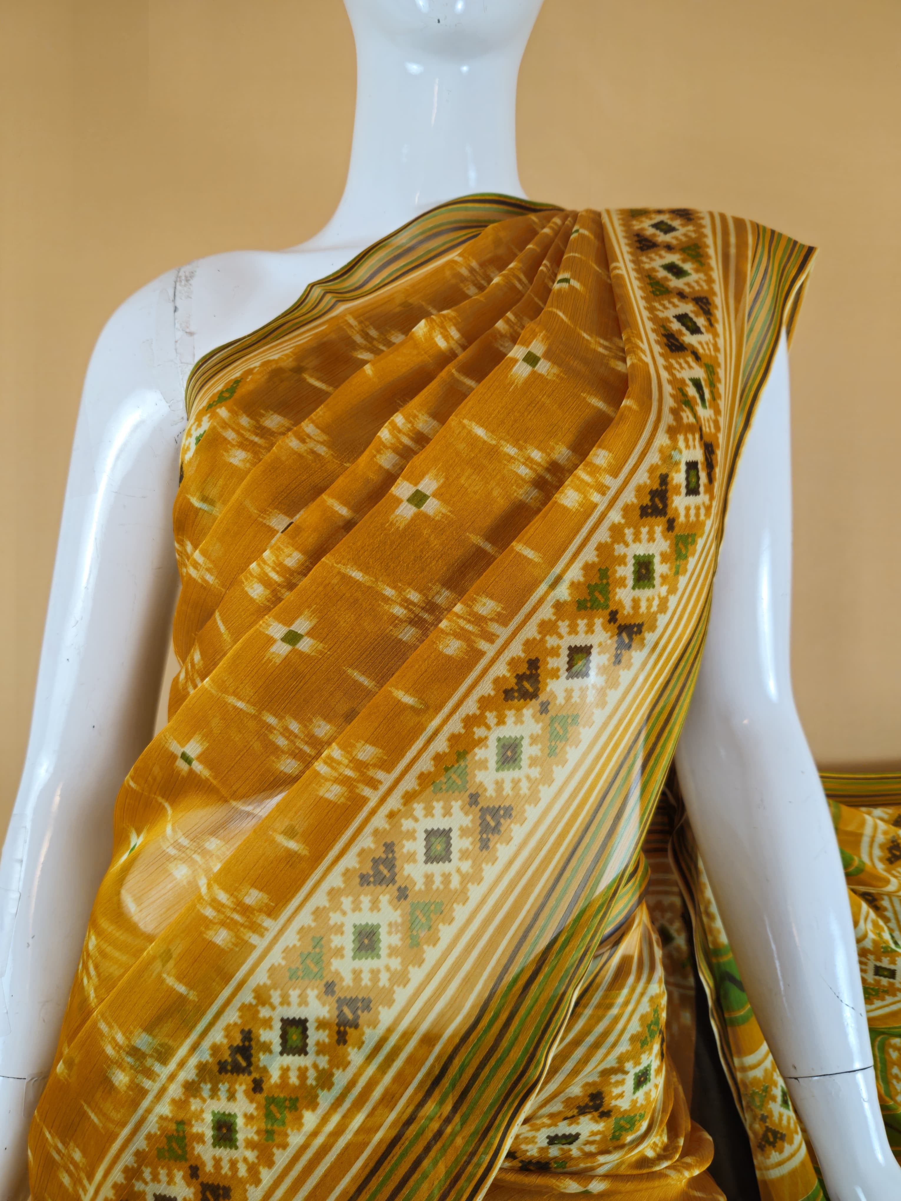 Garden Vareli Nova Nara Chiffon Saree Multicolour drape view - Sri Manisha Sarees