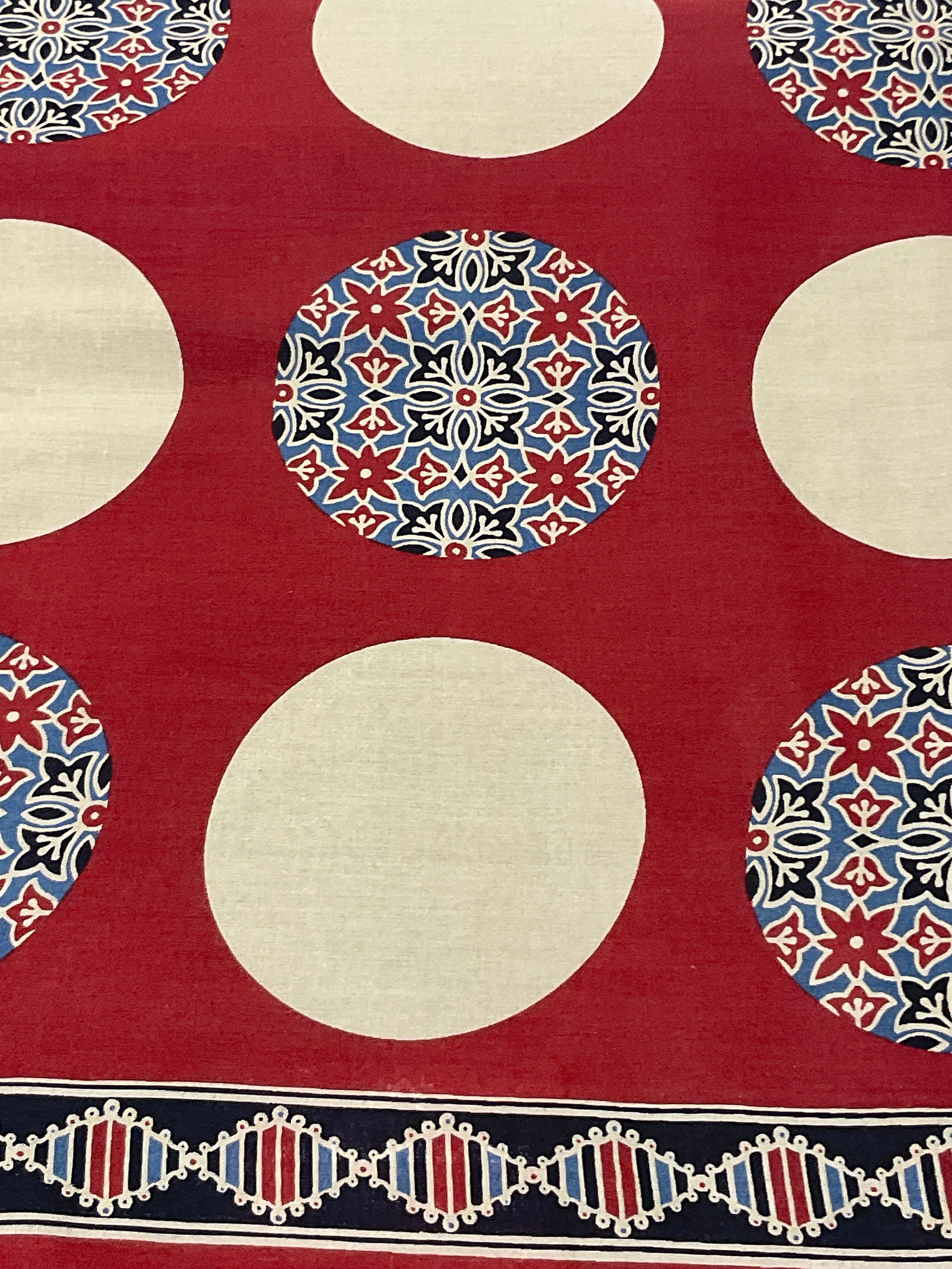 Red Kalamkari Patch Print Fabric