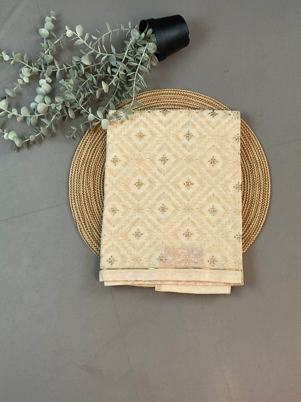 White Silk Patola Dress Material