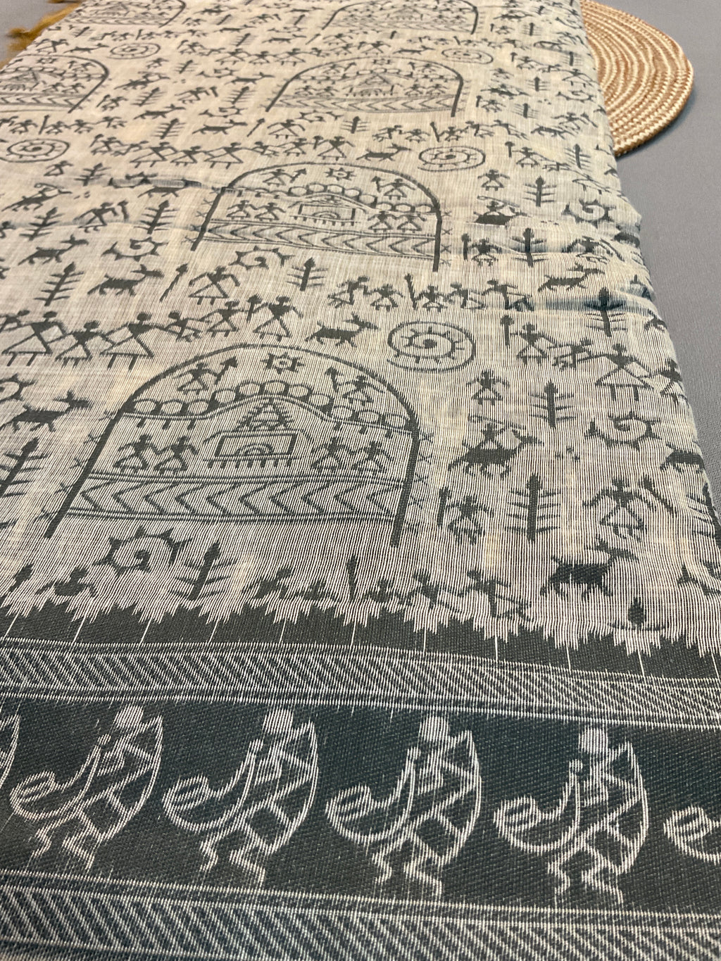 Grey Kalamkari Cotton-Linen Saree