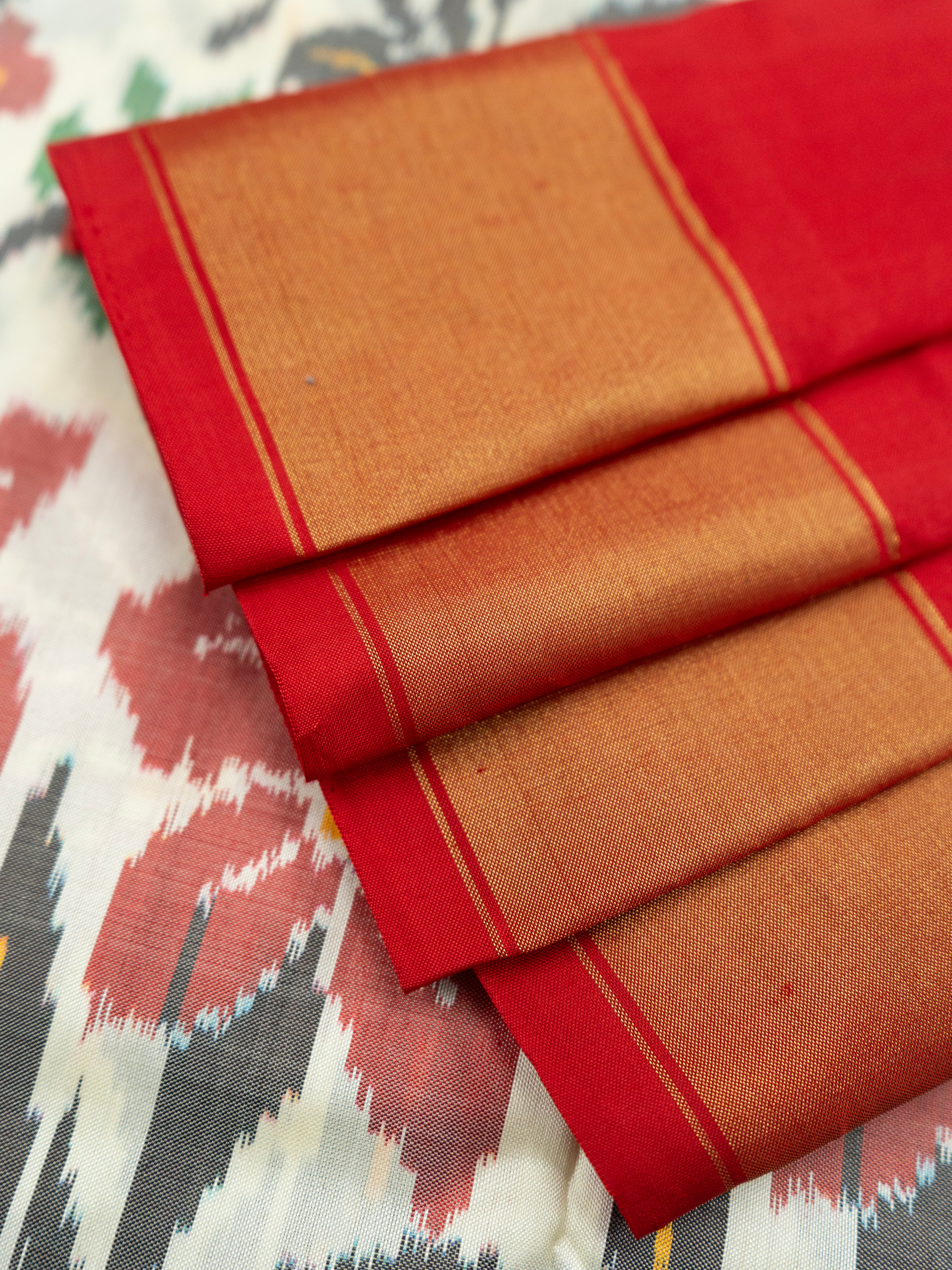 White Pochampally Floral Ikat Saree