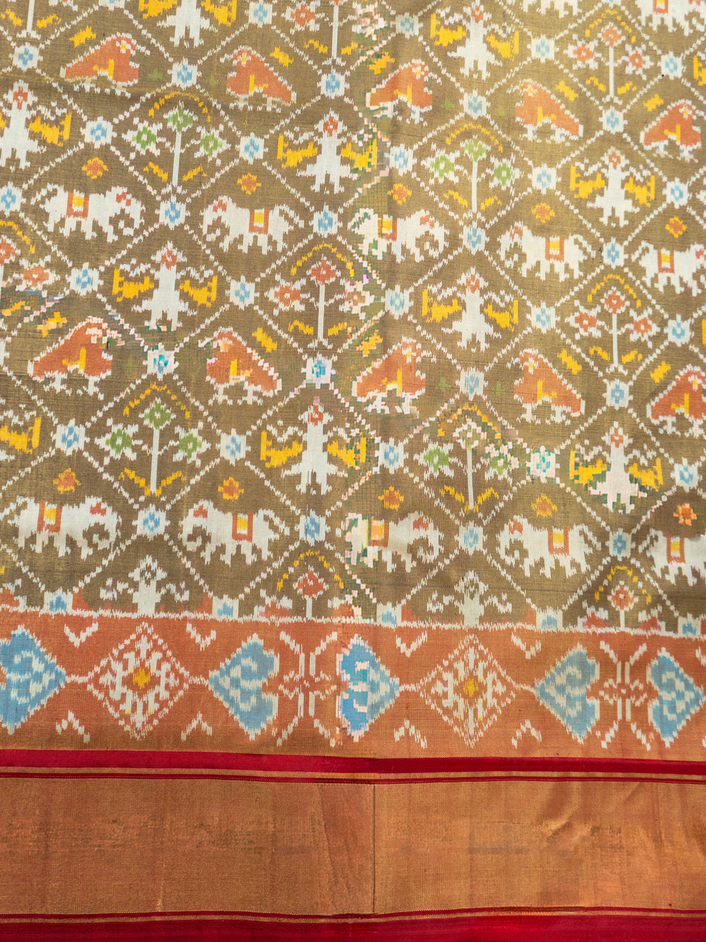 Brown Pochampally Ikat Silk Saree