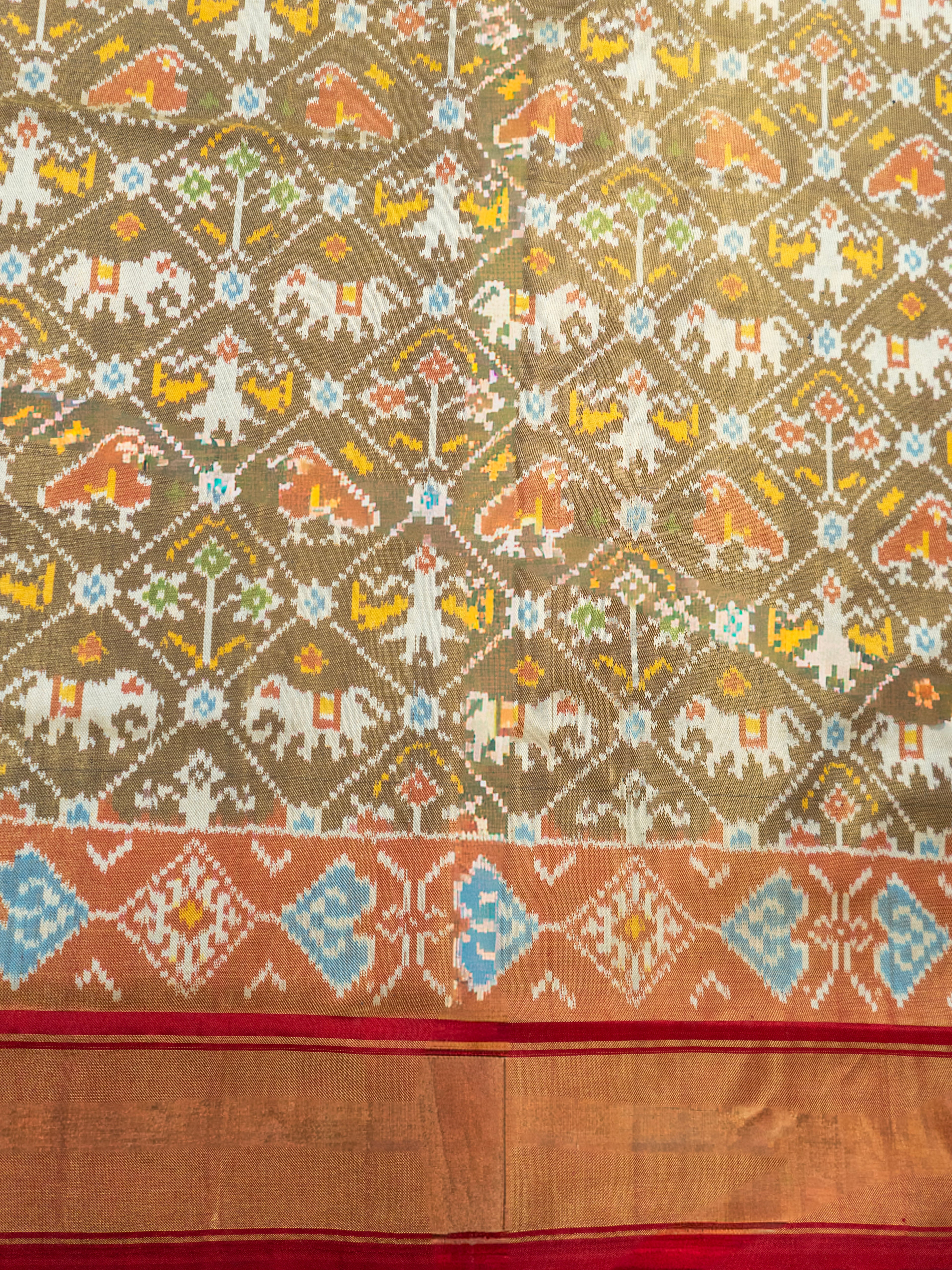 Brown Pochampally Ikat Silk Saree