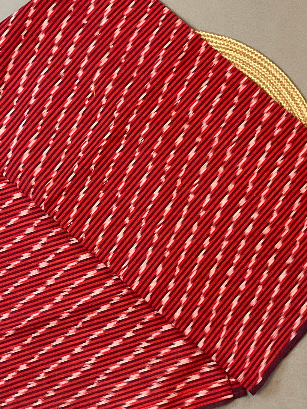 Red & Yellow Pochampally Ikat Cotton Unstitched Dress Material – 3-Piece Suit