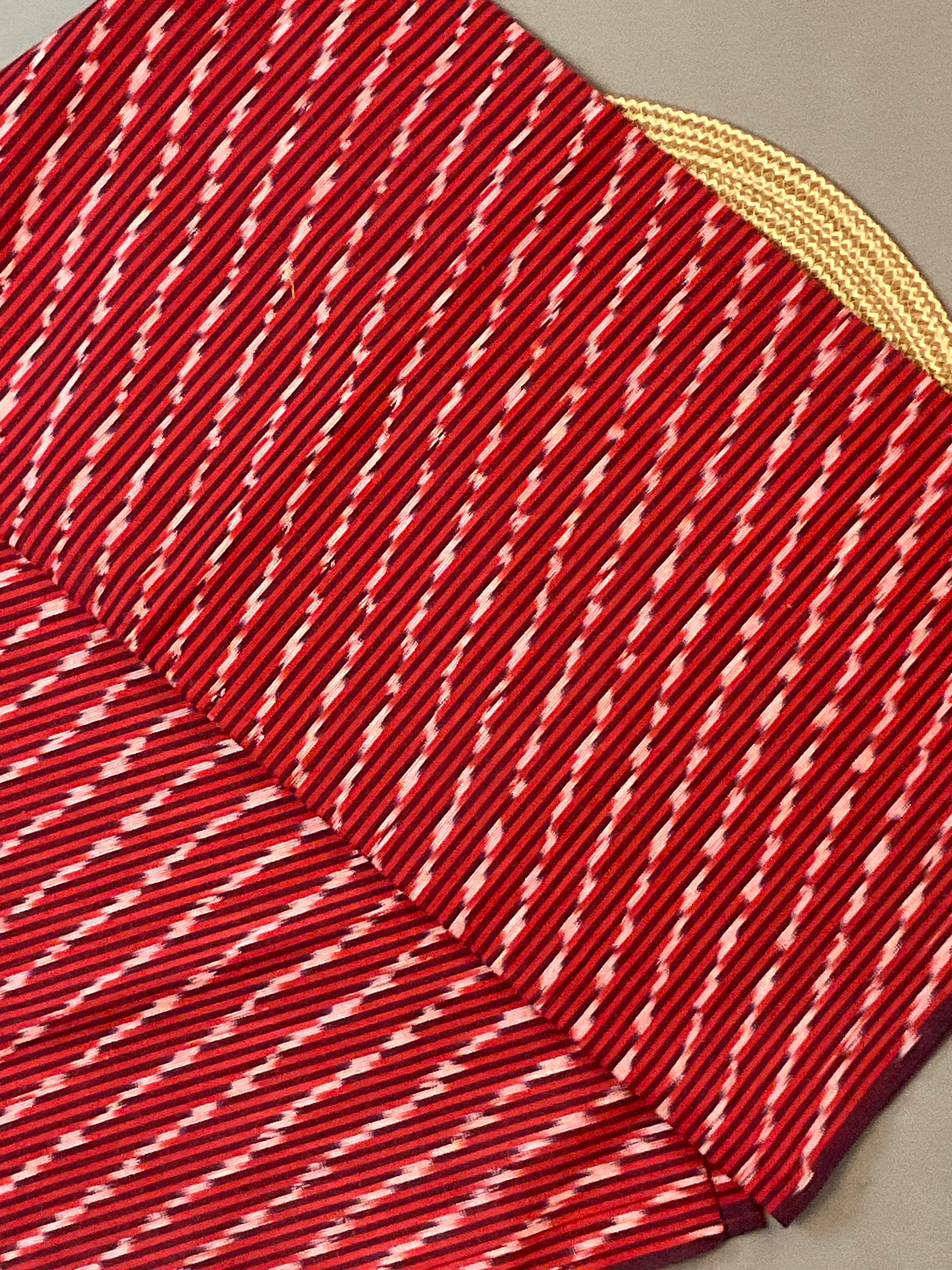 Red & Yellow Pochampally Ikat Cotton Unstitched Dress Material – 3-Piece Suit