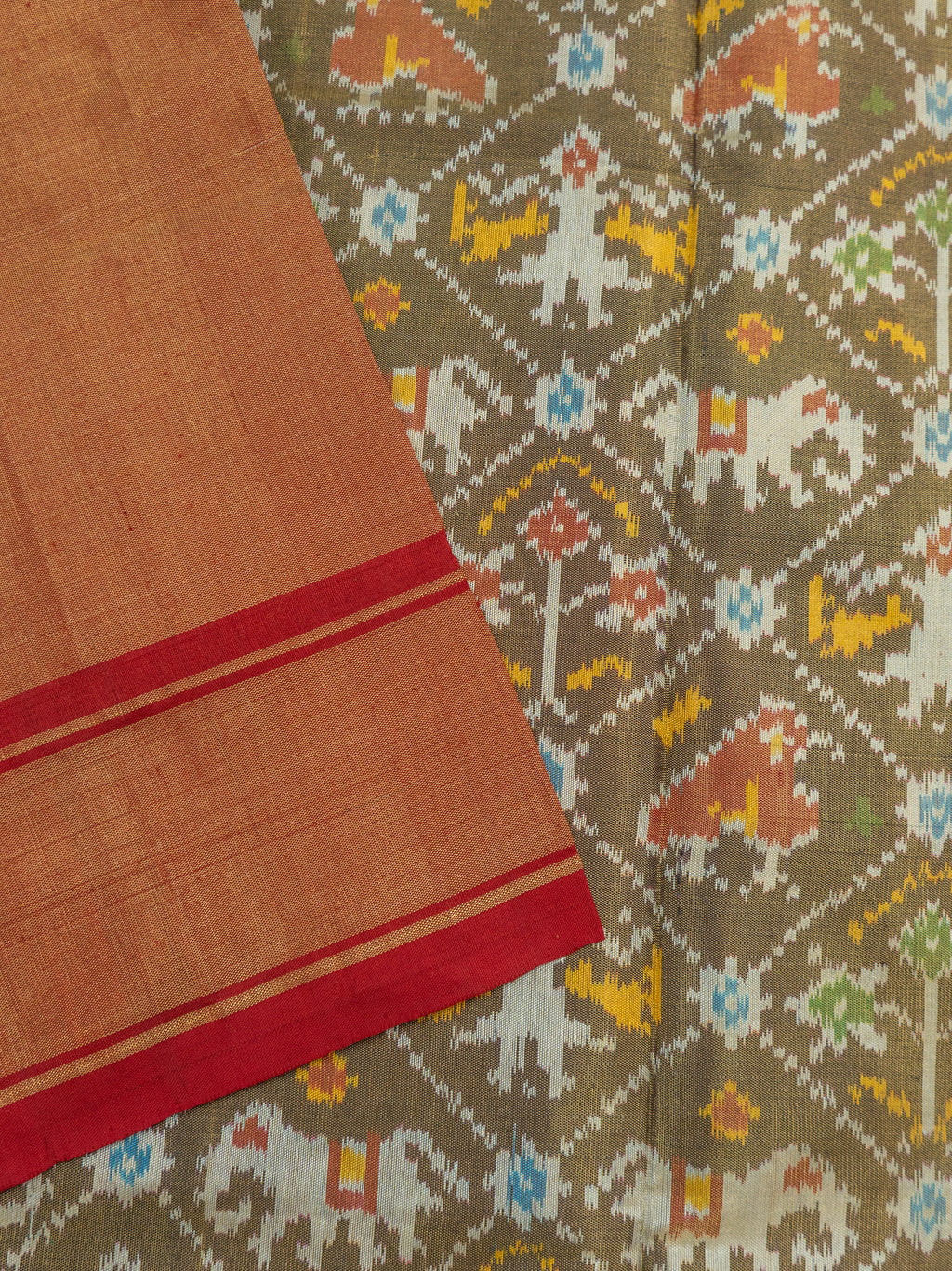 Brown Pochampally Ikat Silk Saree