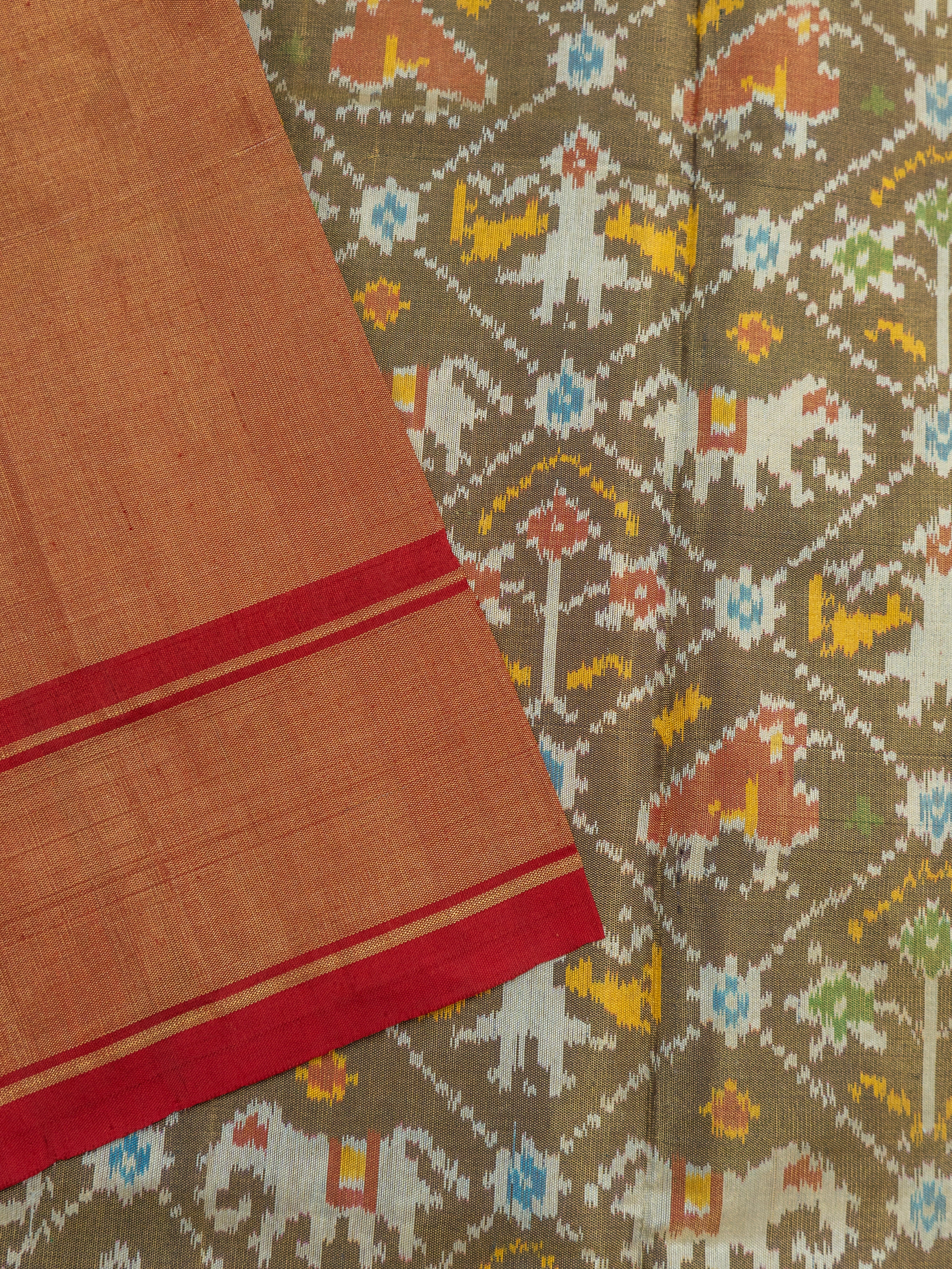 Brown Pochampally Ikat Silk Saree