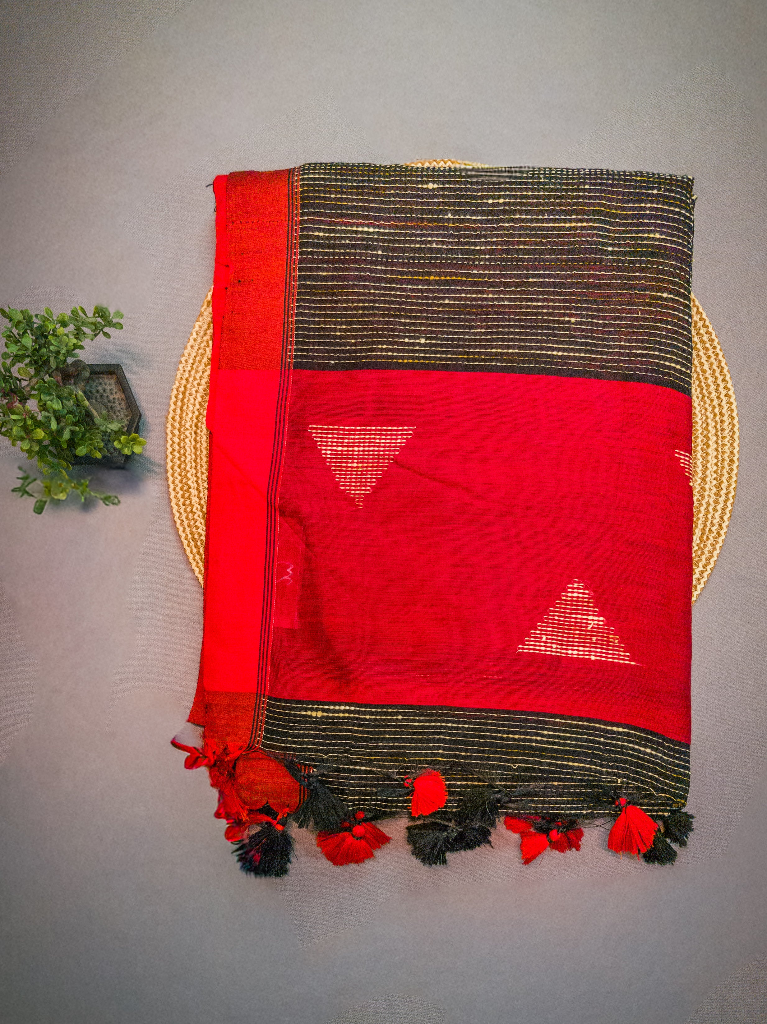 Black Handwork Cotton Saree