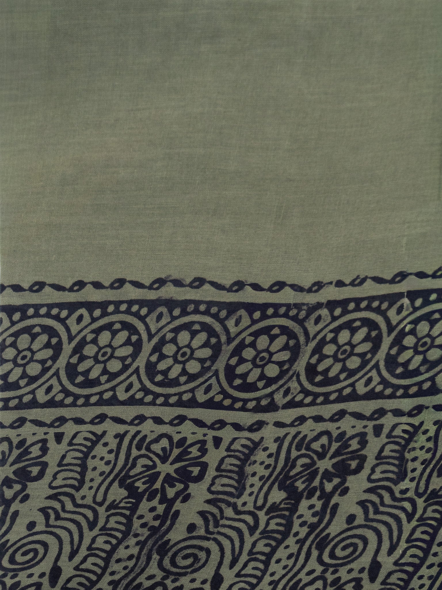 Kalamkari Floral Print Saree with Contrast Kalamkari Pallu & Border