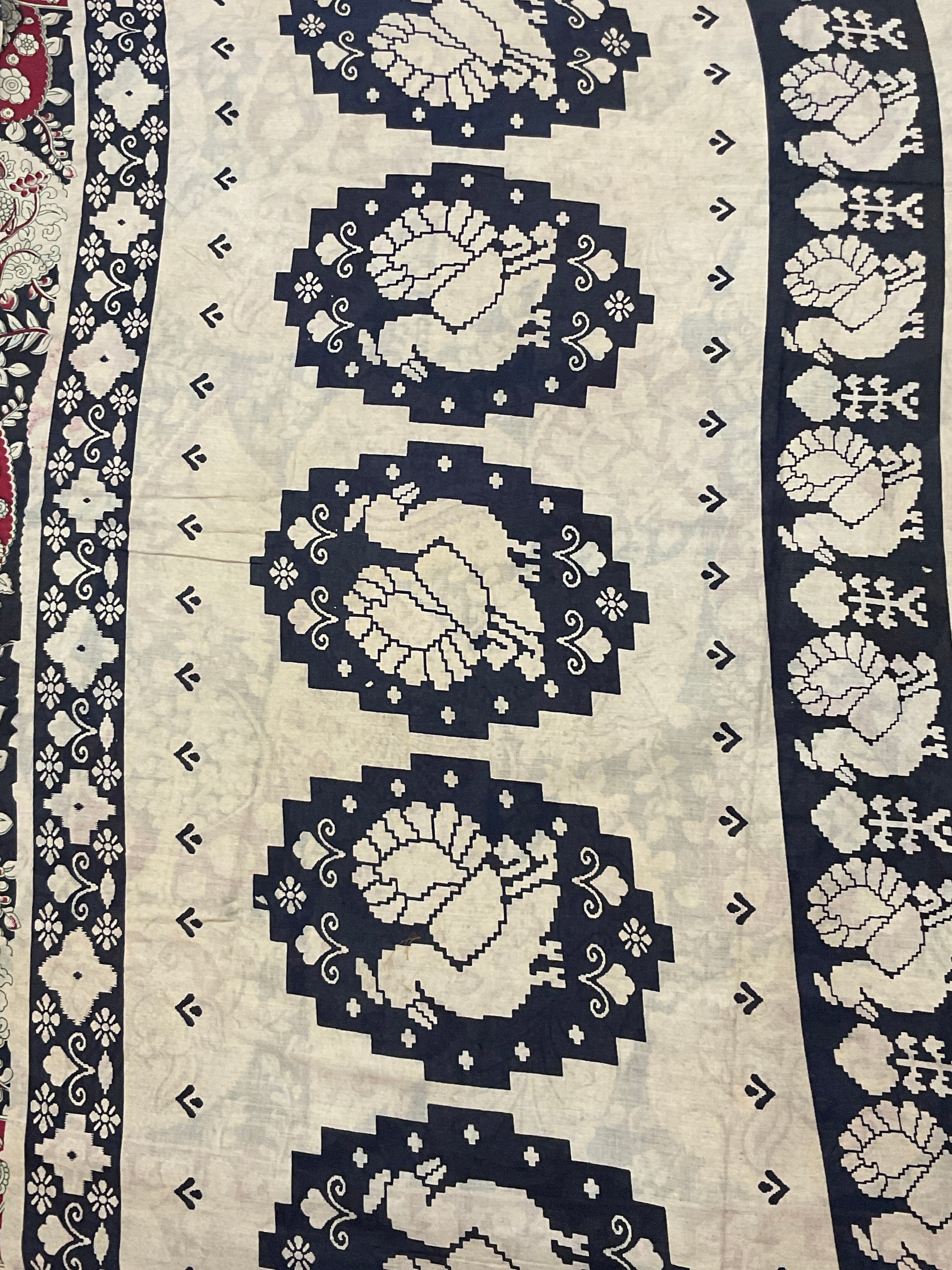 Kalamkari Hand Block Print Mul Cotton Saree – Black | With Blouse Piece
