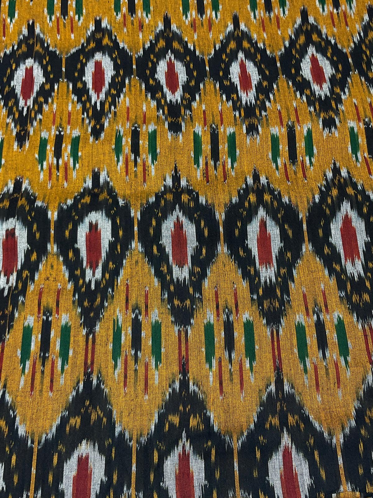 Multicolour Pochampally Ikkat Cotton Fabric – Black Base (Per Metre)