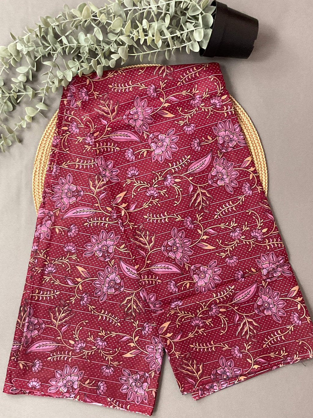 Maroon Red Block Print Cotton Dress Material
