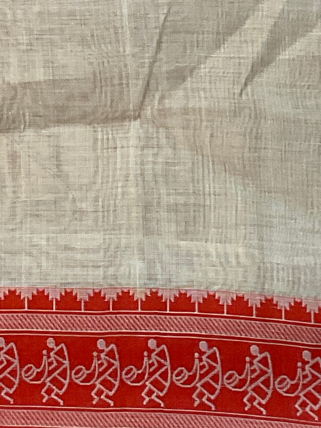 Orange Kalamkari Cotton-Linen Saree