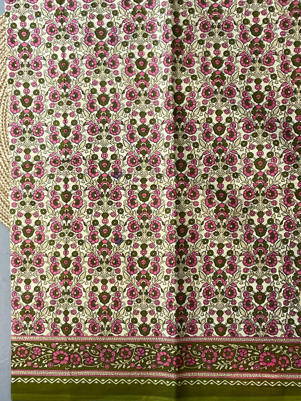Pista Green Kalamkari Floral Printed Cotton Saree with Blouse