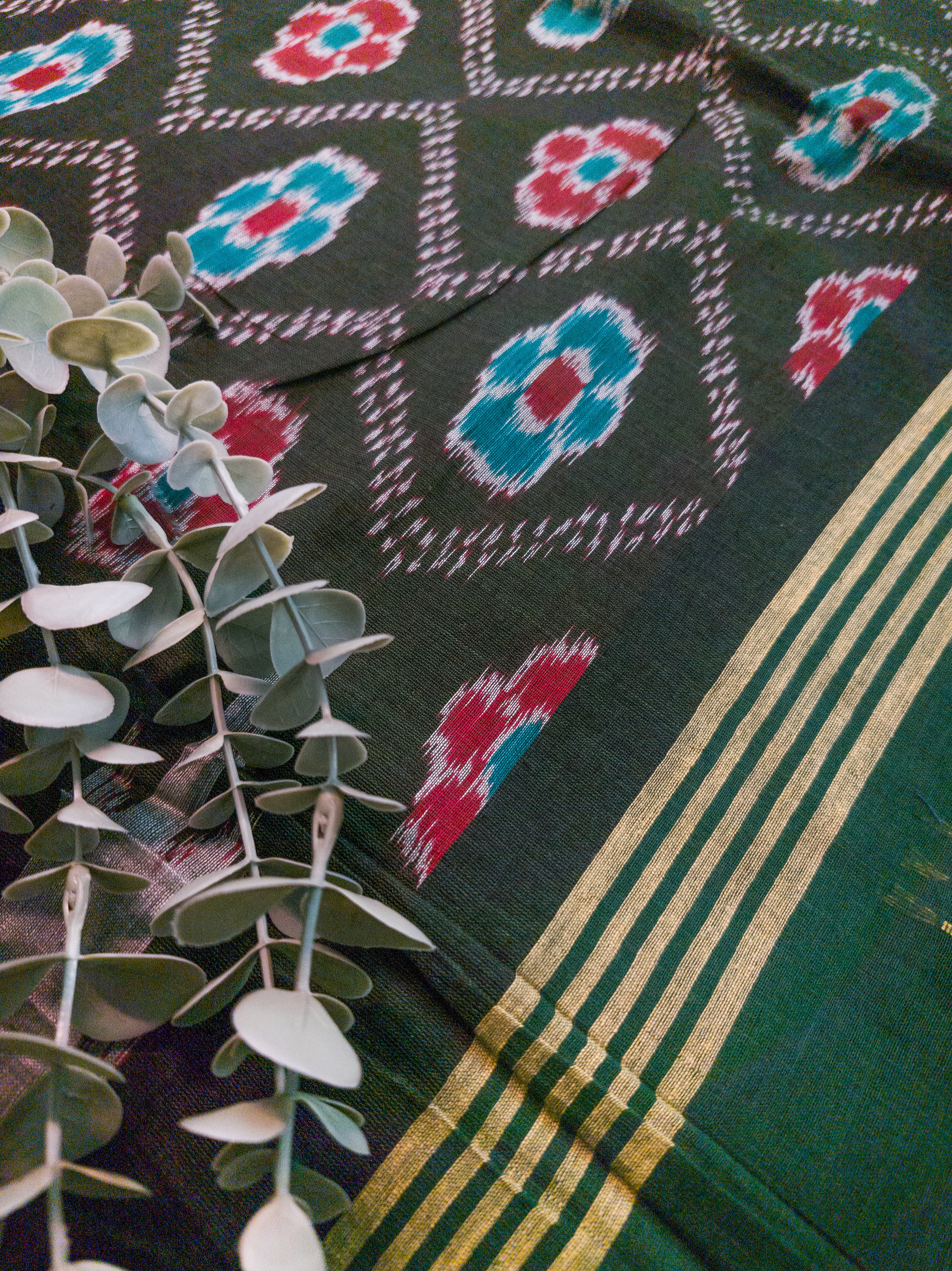 Off White Pochampally Patola Cotton Saree