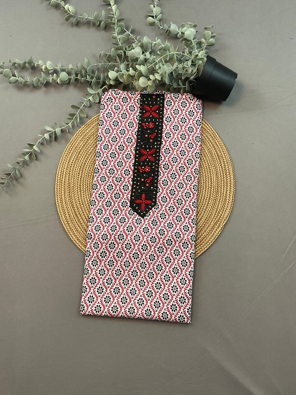 Pink Multicolour Pochampally Pure Cotton Printed Dress Material – Unstitched 3-Piece Suit