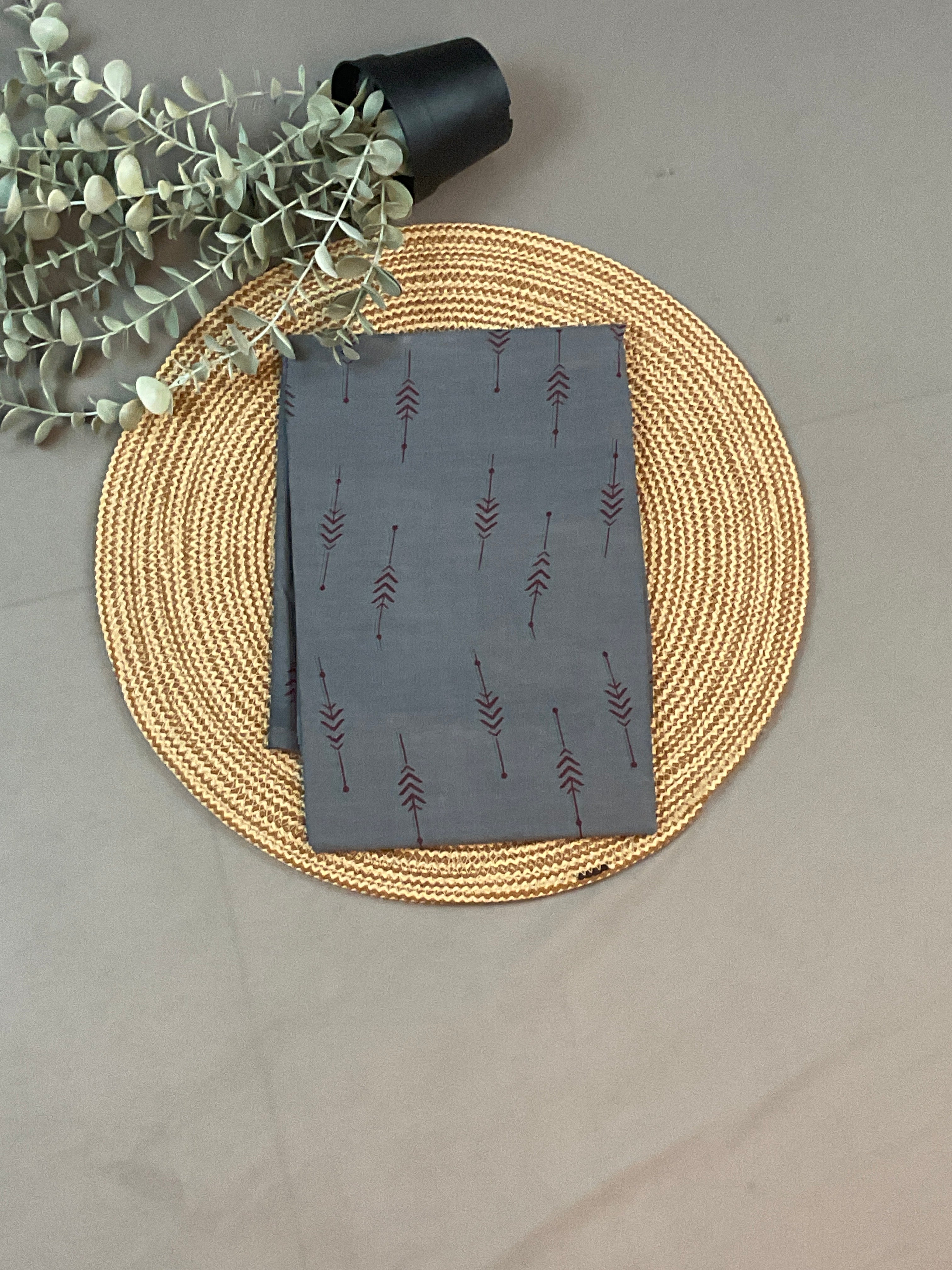 Grey & Maroon Batik Dress Material
