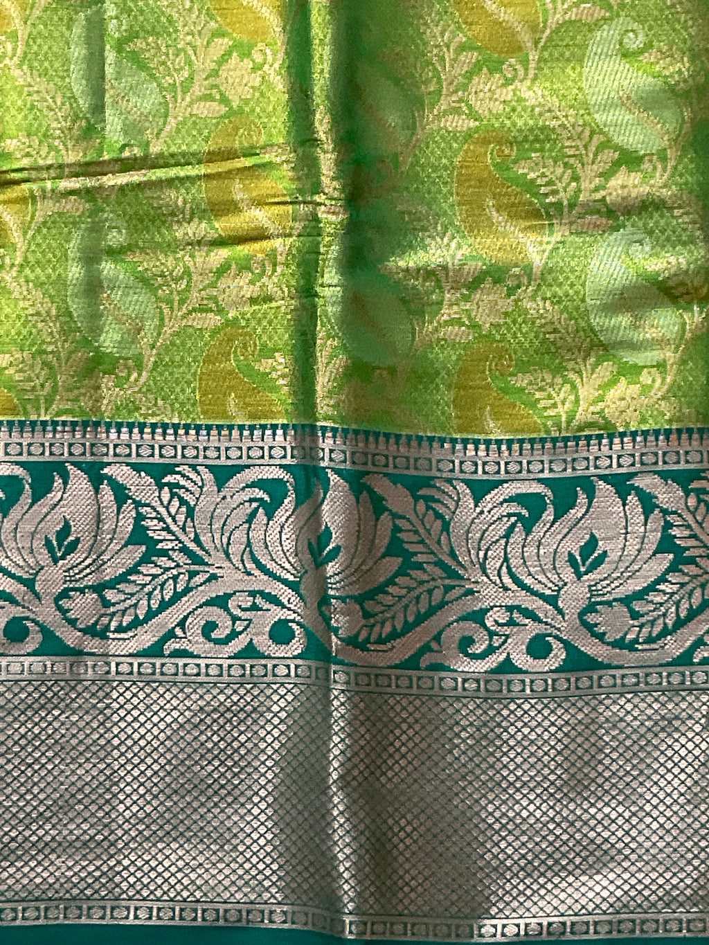 Green Kanchipuram Tissue Silk Saree – Sea Green Heavy Border with Blouse