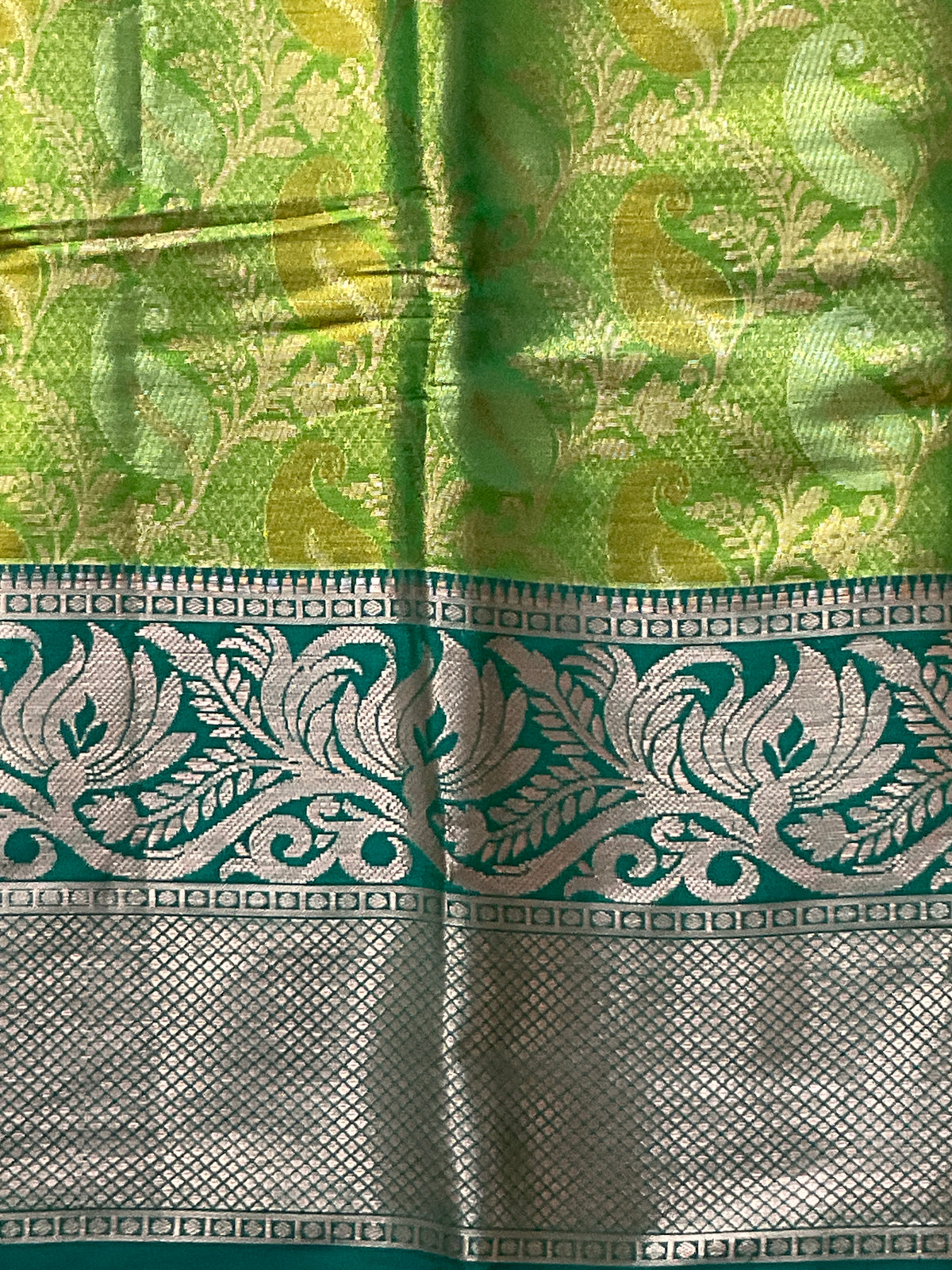 Green Kanchipuram Tissue Silk Saree – Sea Green Heavy Border with Blouse