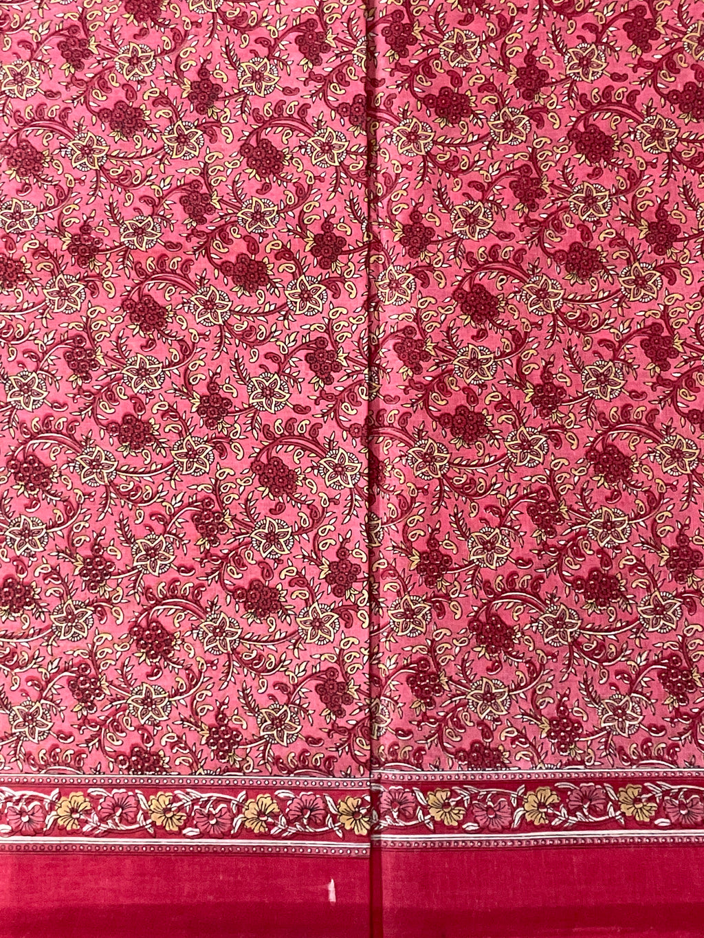 Pink Kalamkari Floral Printed Cotton Saree with Blouse