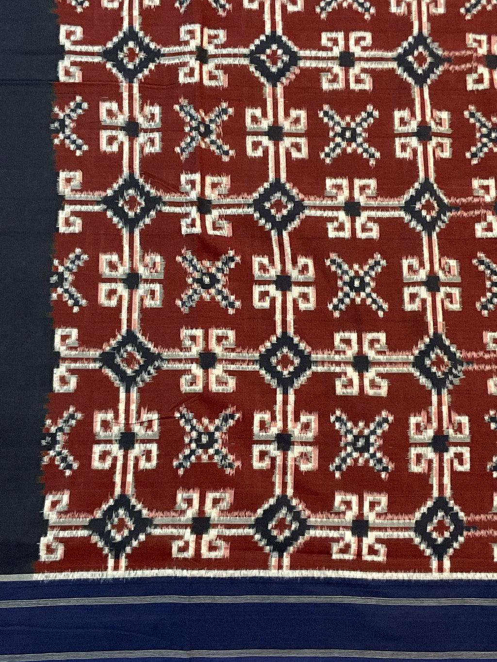 Pochampally Mercerised Handloom Cotton Saree with Designer Blue Pallu & Blouse