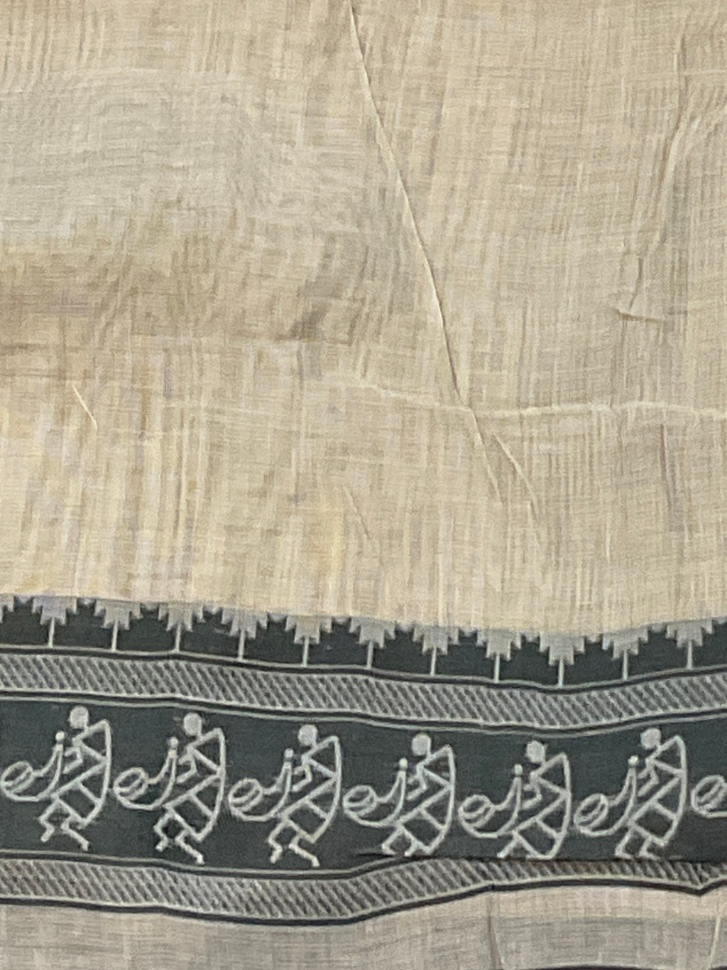 Grey Kalamkari Cotton-Linen Saree