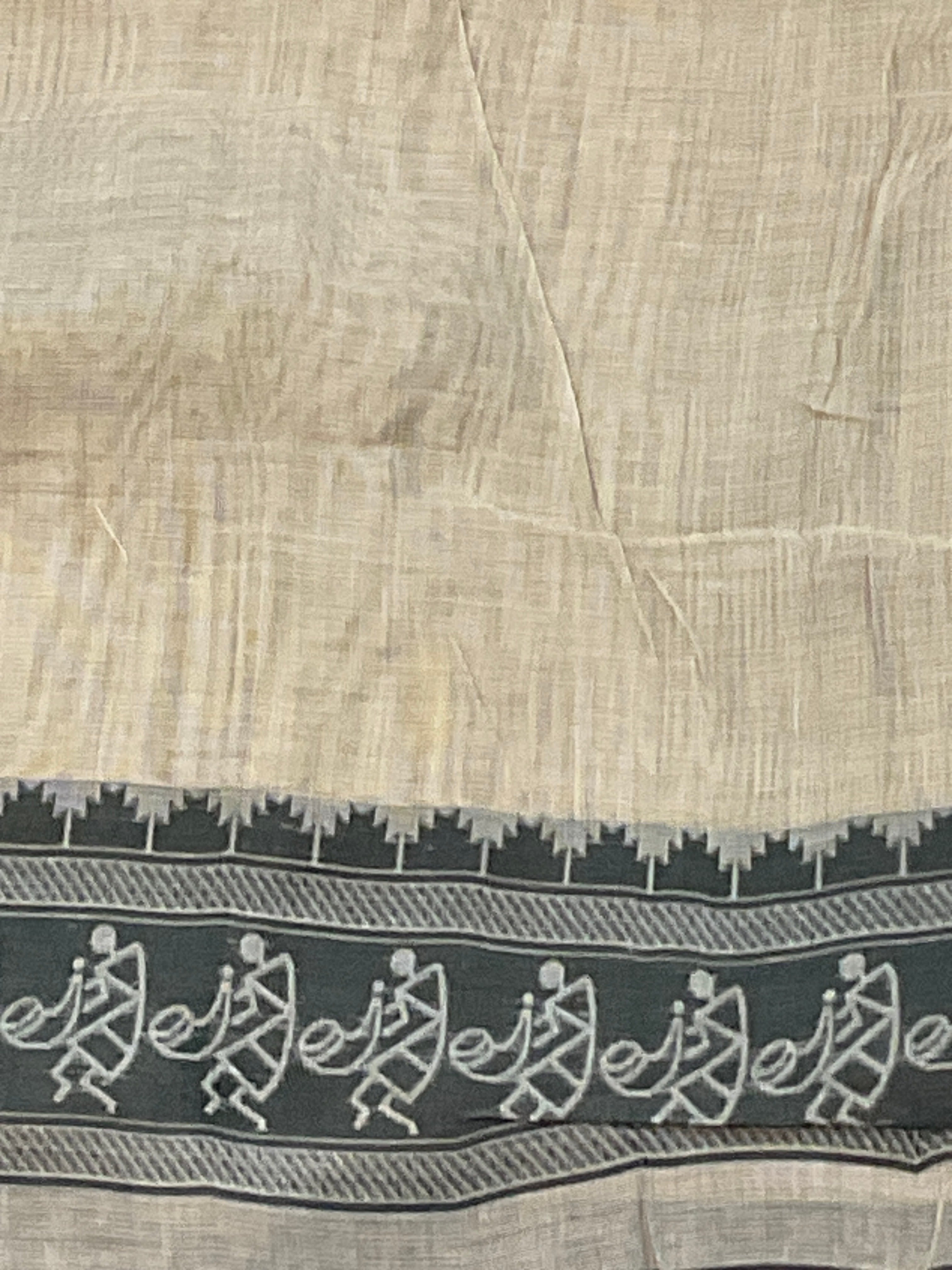 Grey Kalamkari Cotton-Linen Saree