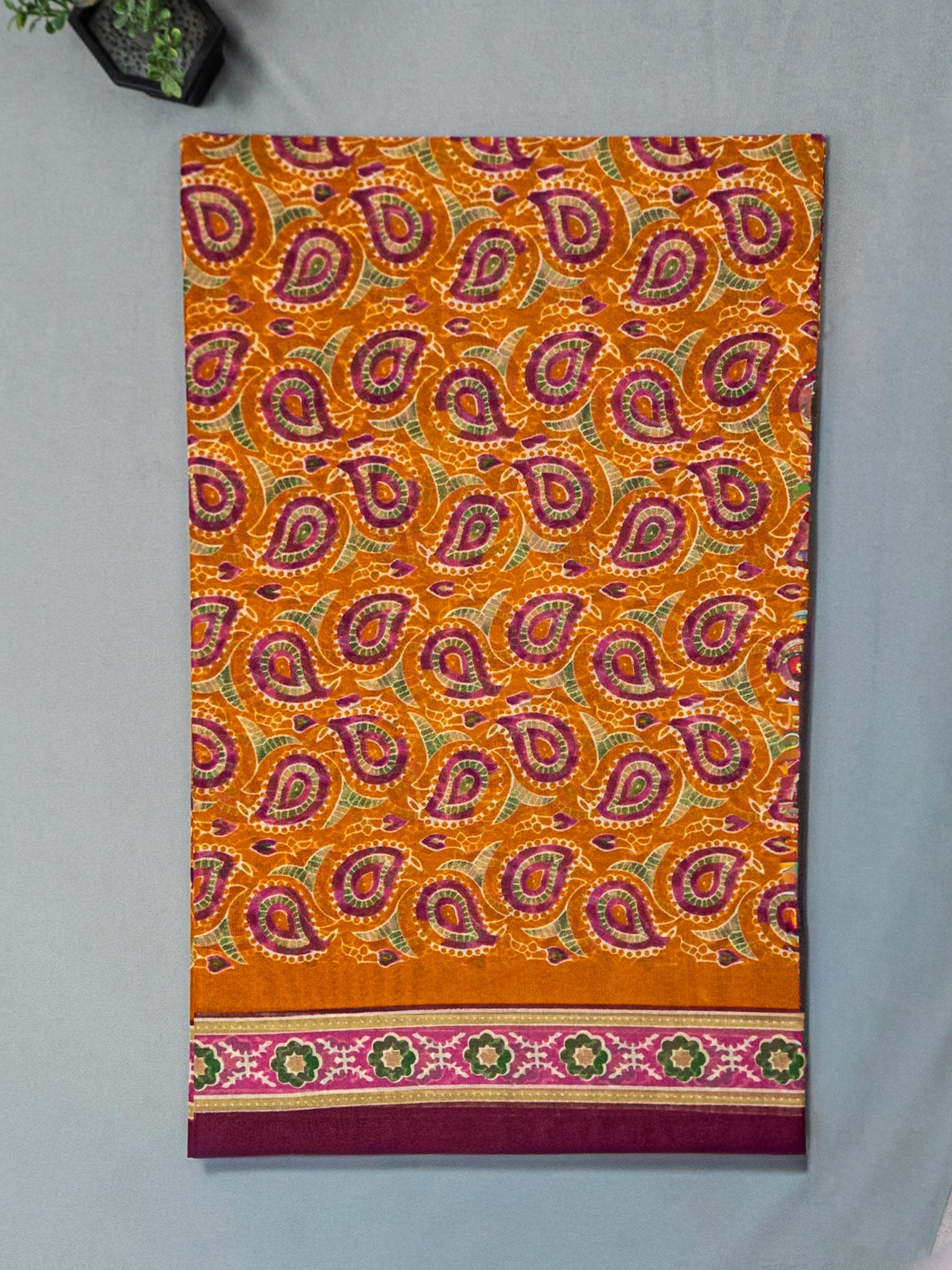 Kalamkari Indo cotton with contrast blouse