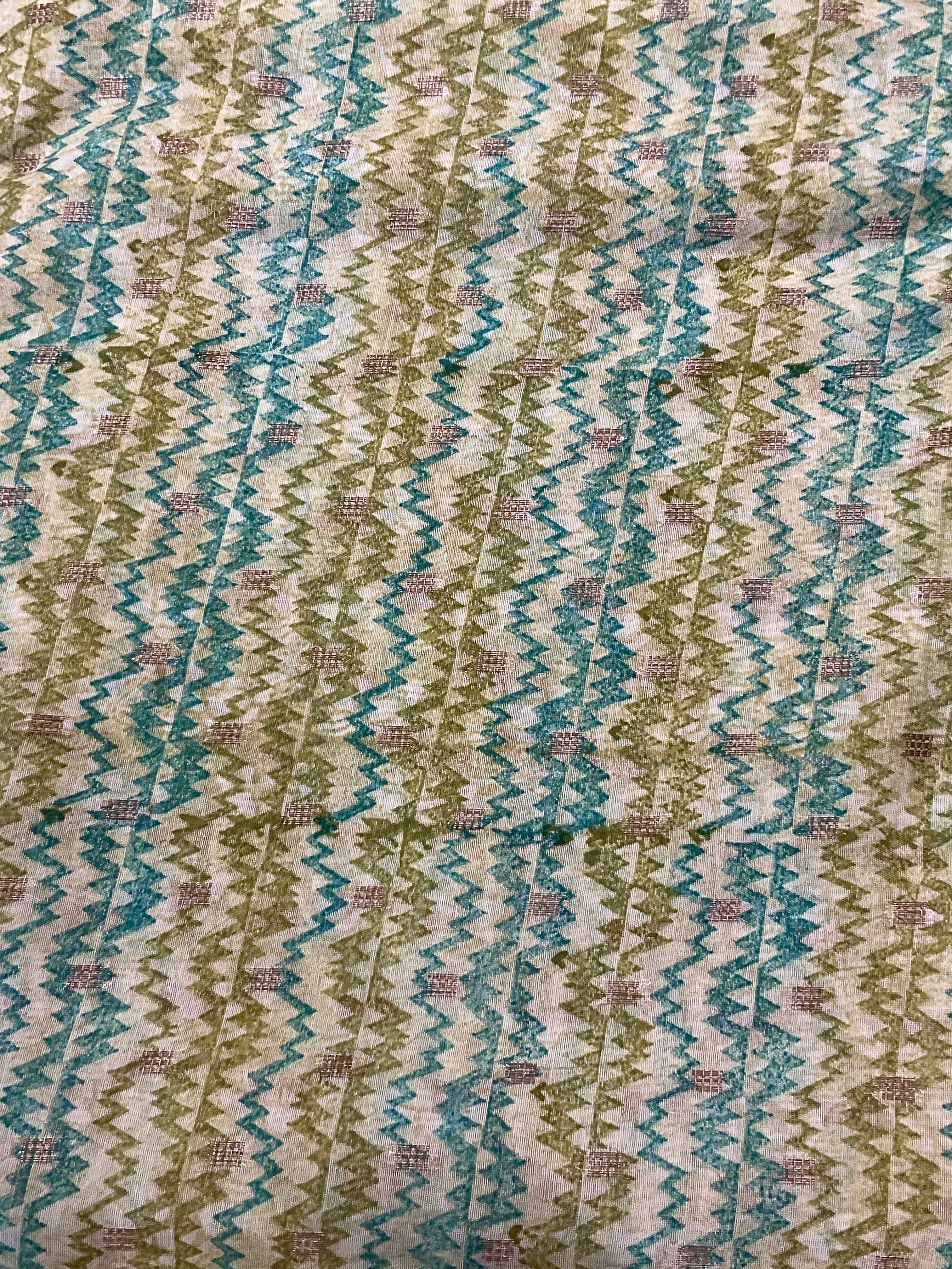 Sea Green Butti Handloom Silk Fabric