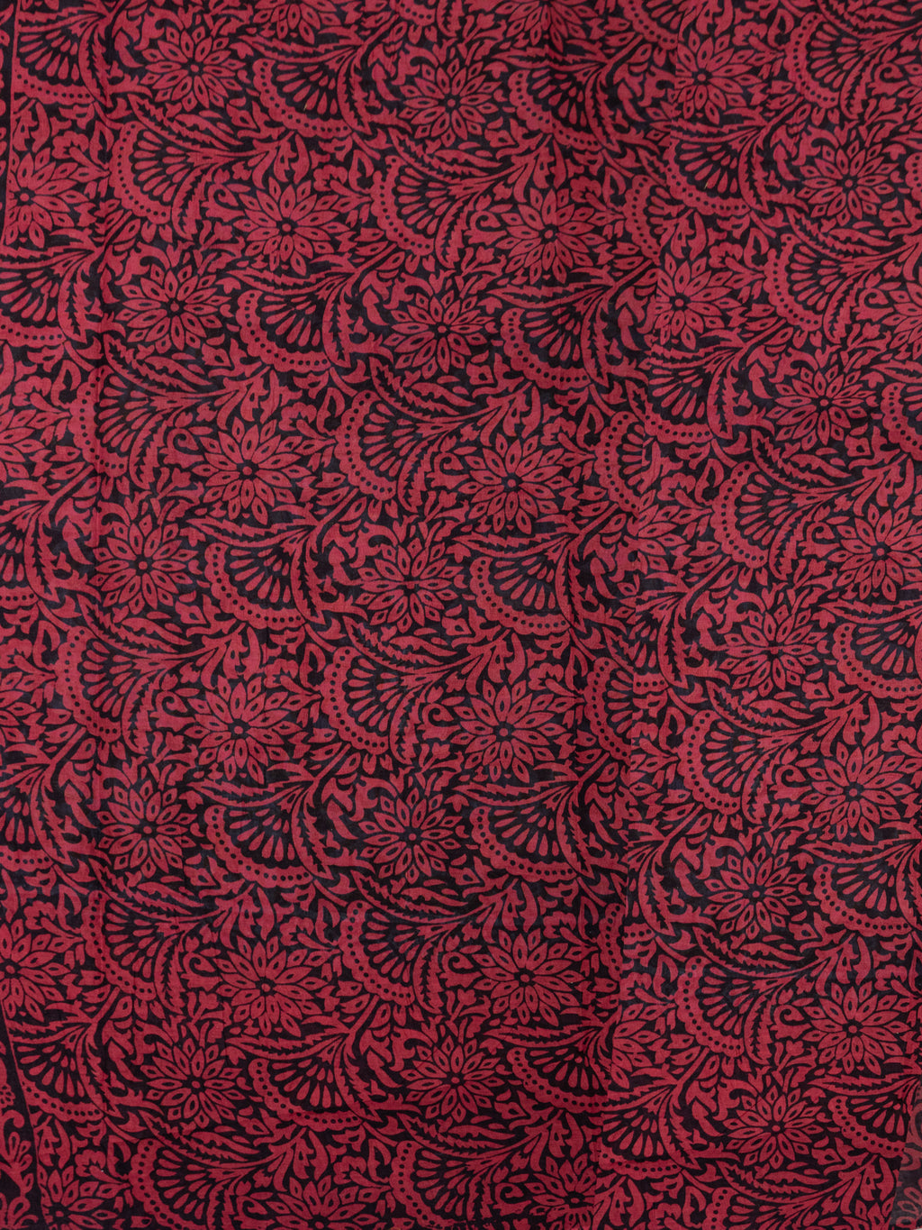 Kalamkari Floral Print Saree with Contrast Kalamkari Pallu & Border