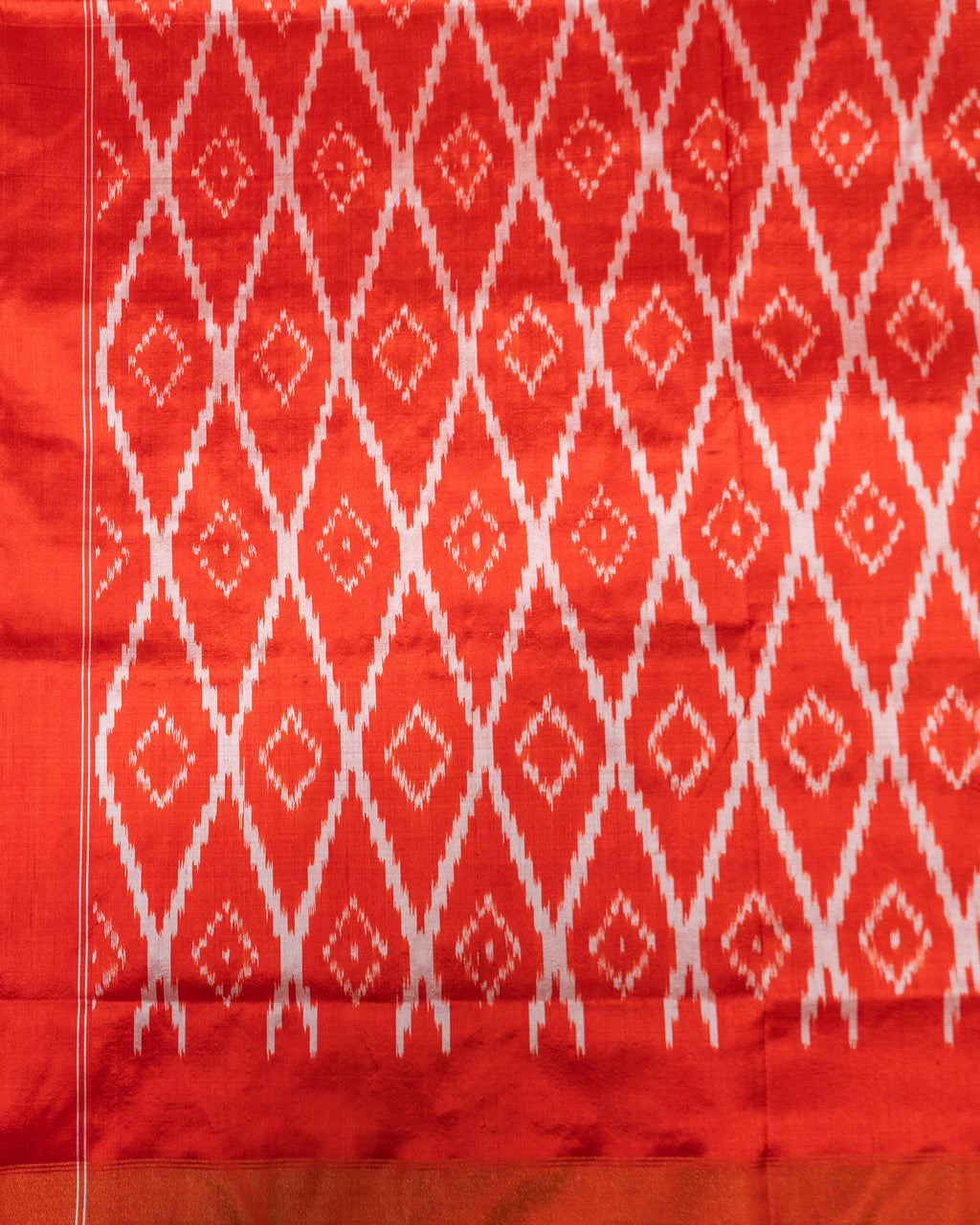 Royal Blue Pochampally Double Ikat Pure Silk Saree — Red Ikat Border & Pallu, Red Zari Blouse