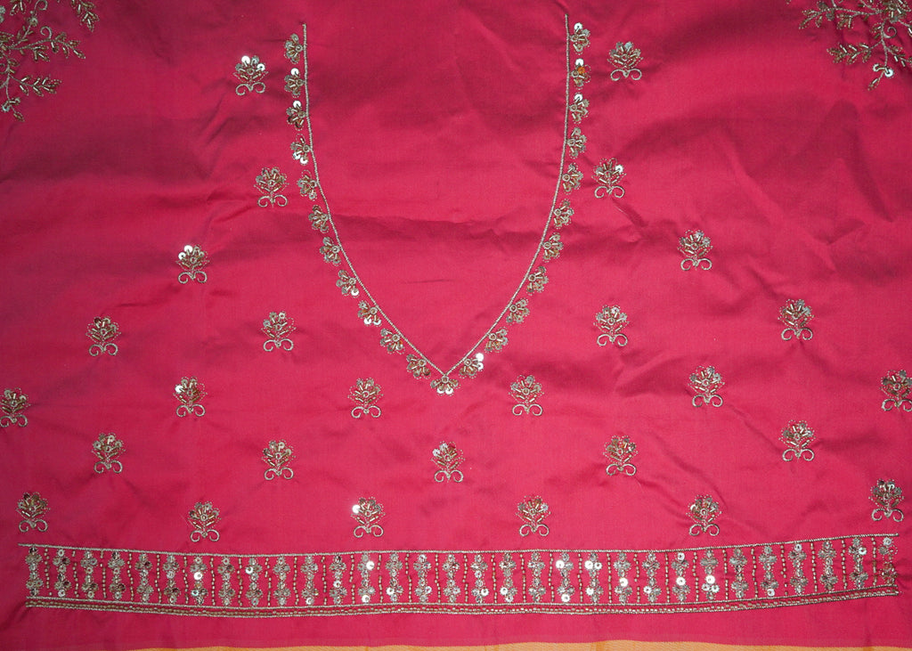Sunshine Yellow Pattu Silk Half-Saree Lehenga with Pink Temple Border