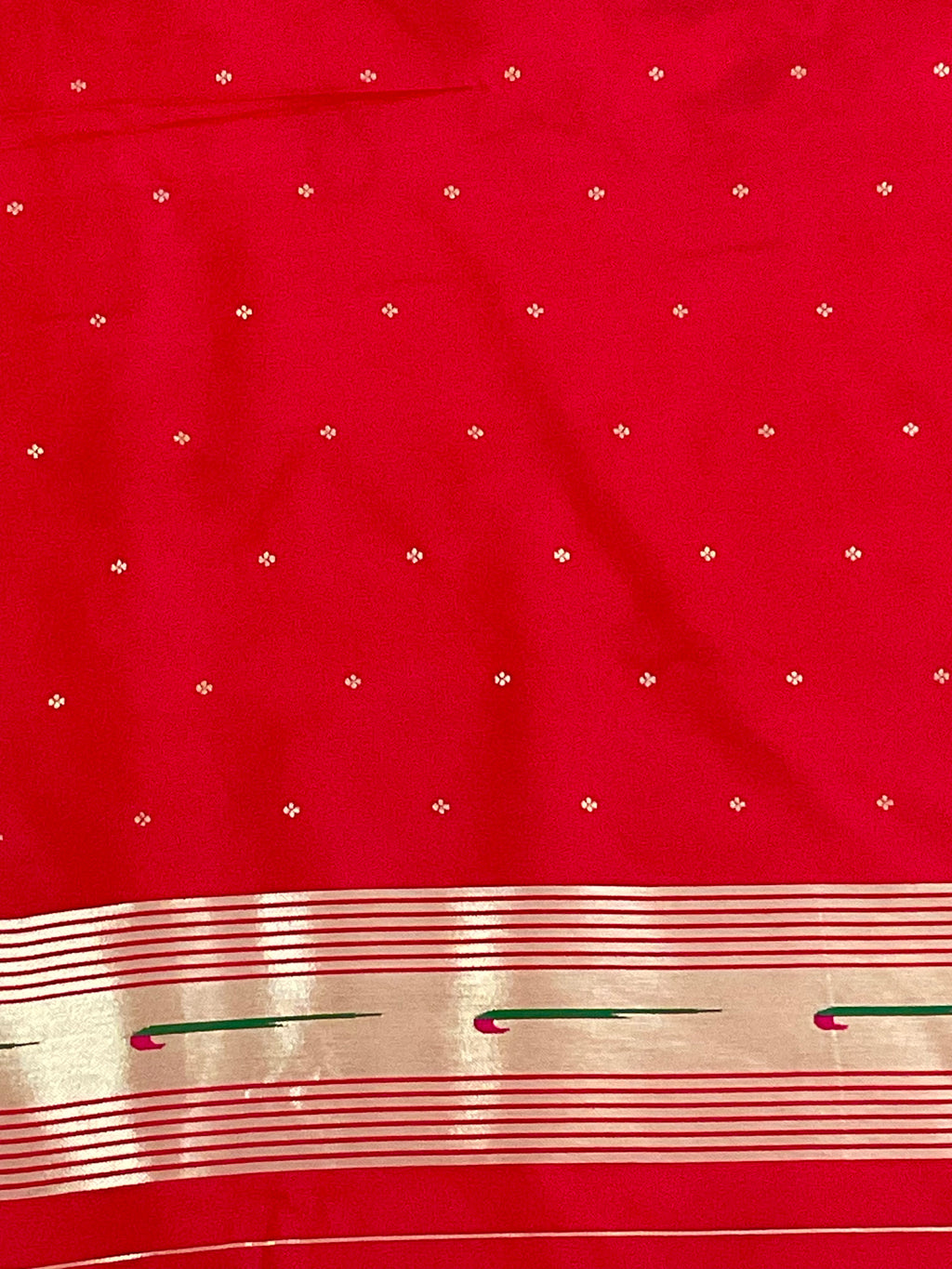 Red Paithani silk saree folded view