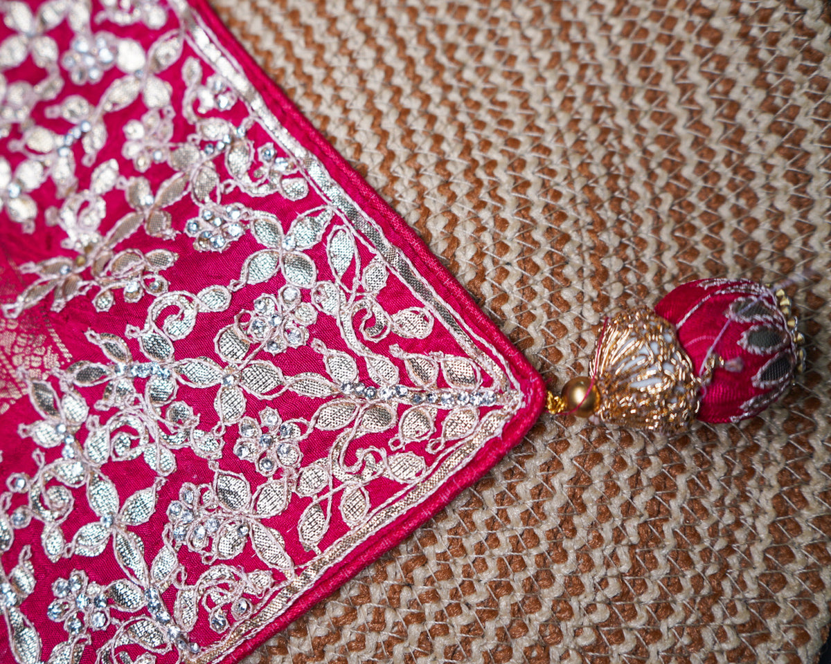 Pink Pure Silk Bandhani Saree – Heavy Embroidery with Zari Pallu Designer Saree