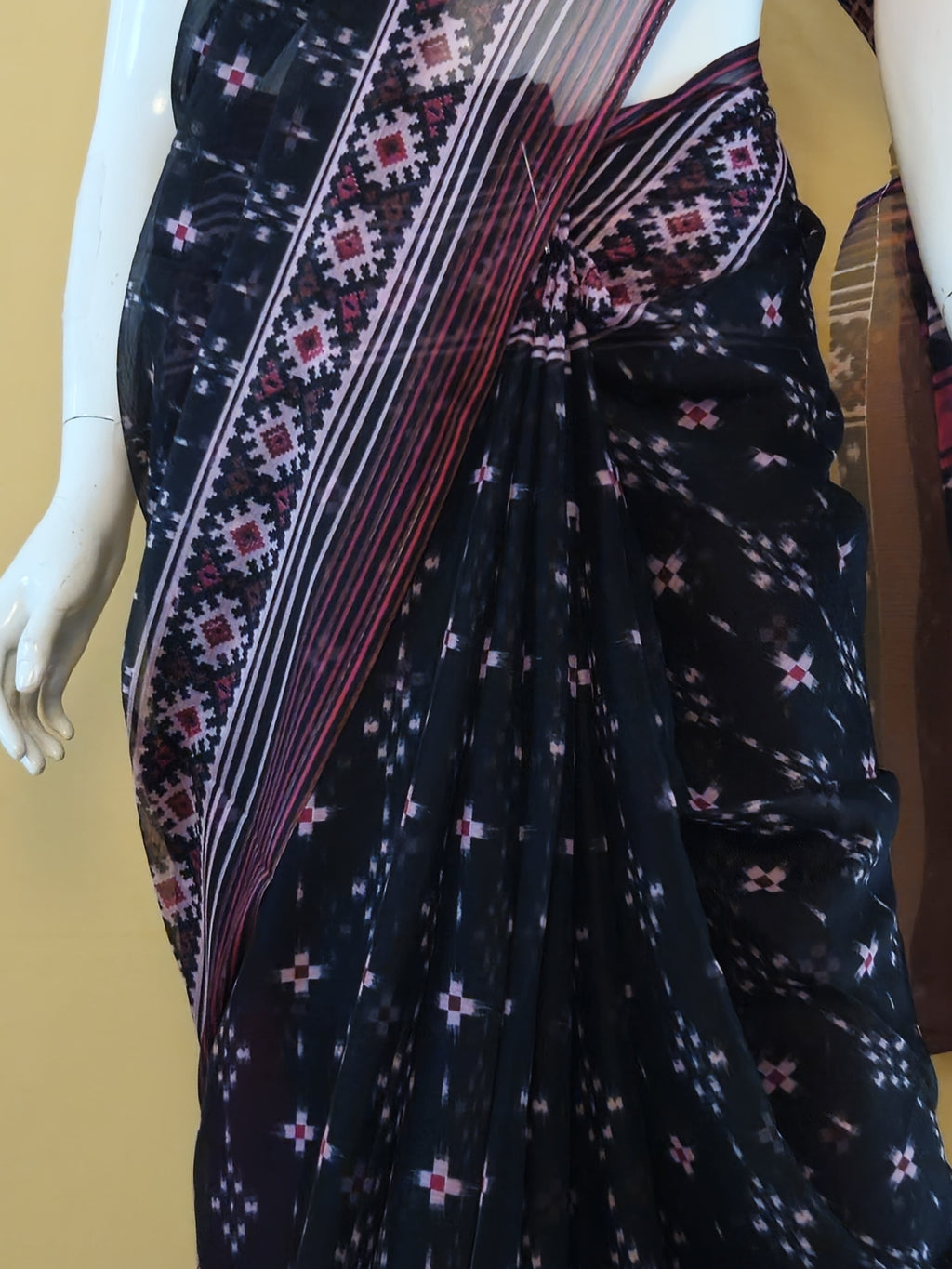 Garden Vareli Nova Nara Chiffon Maroon Saree drape view - Sri Manisha Sarees