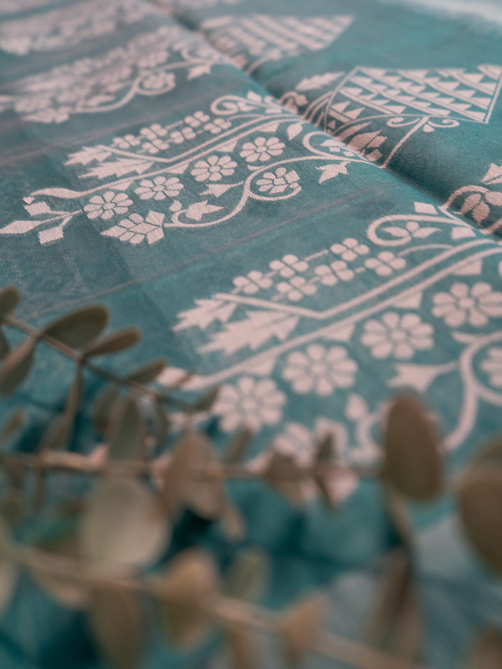 Sky Blue Pochampally Cotton Saree